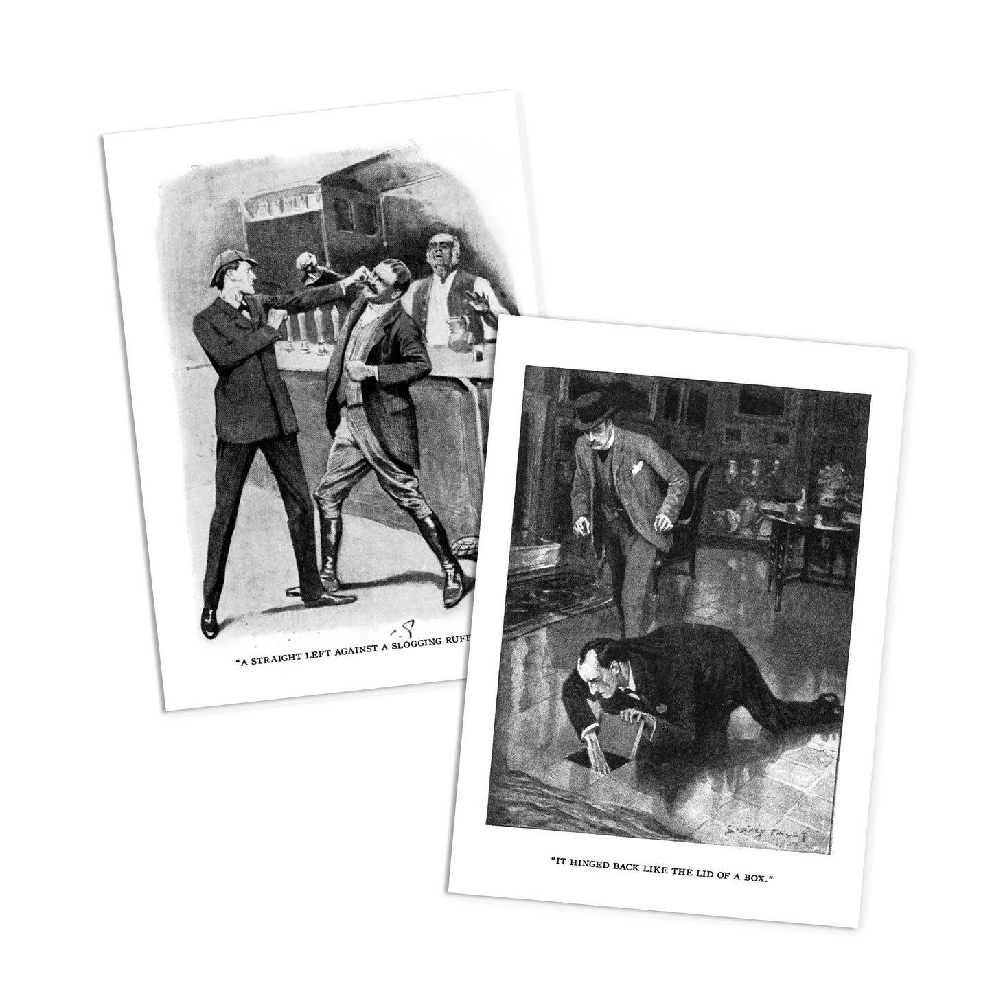 Sherlock Holmes Illustrations Art Postcards Set of 10 Postcard Prints Pack Set Sidney Paget Watson Conan Doyle Drawing Victorian Cards