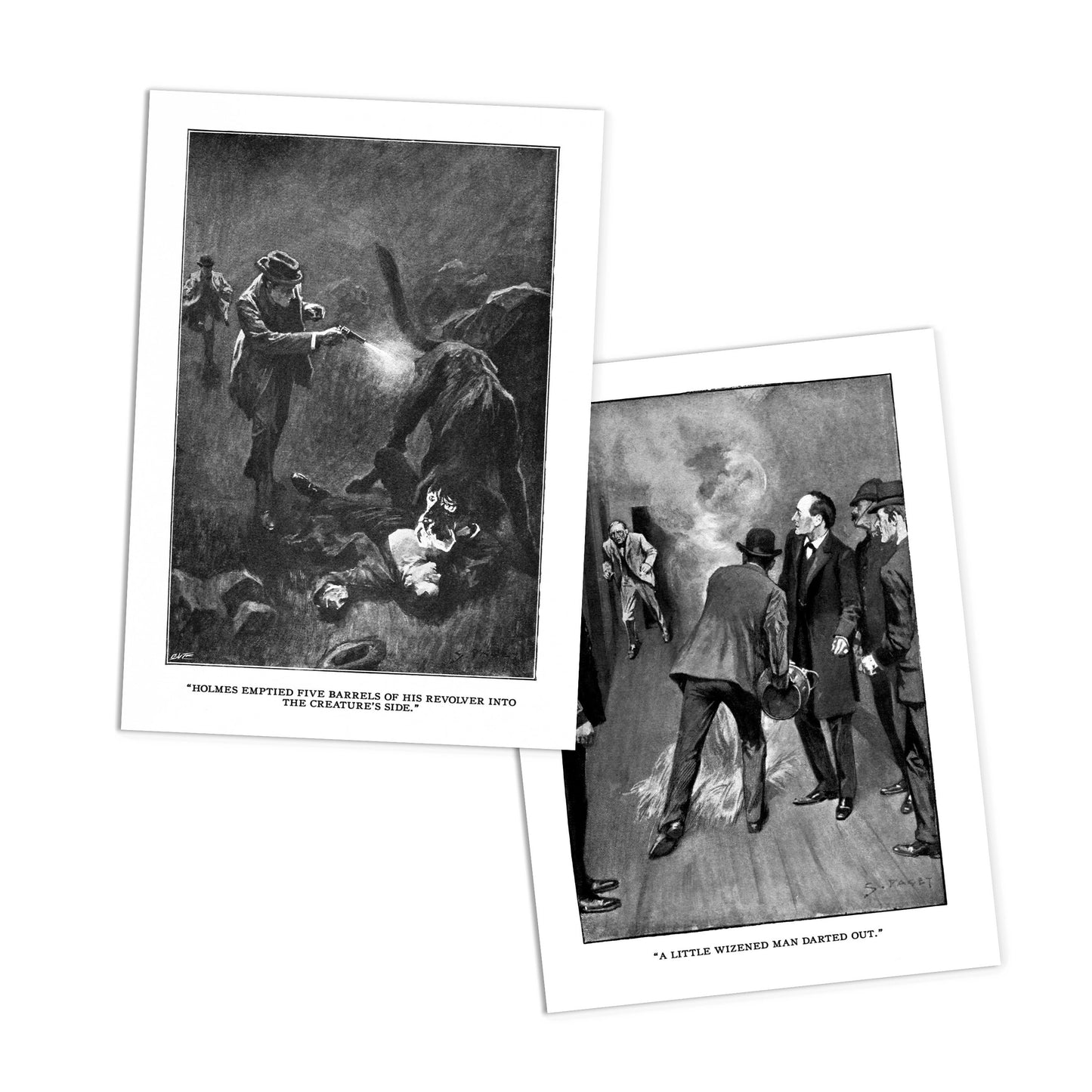 Sherlock Holmes Illustrations Art Postcards Set of 10 Postcard Prints Pack Set Sidney Paget Watson Conan Doyle Drawing Victorian Cards