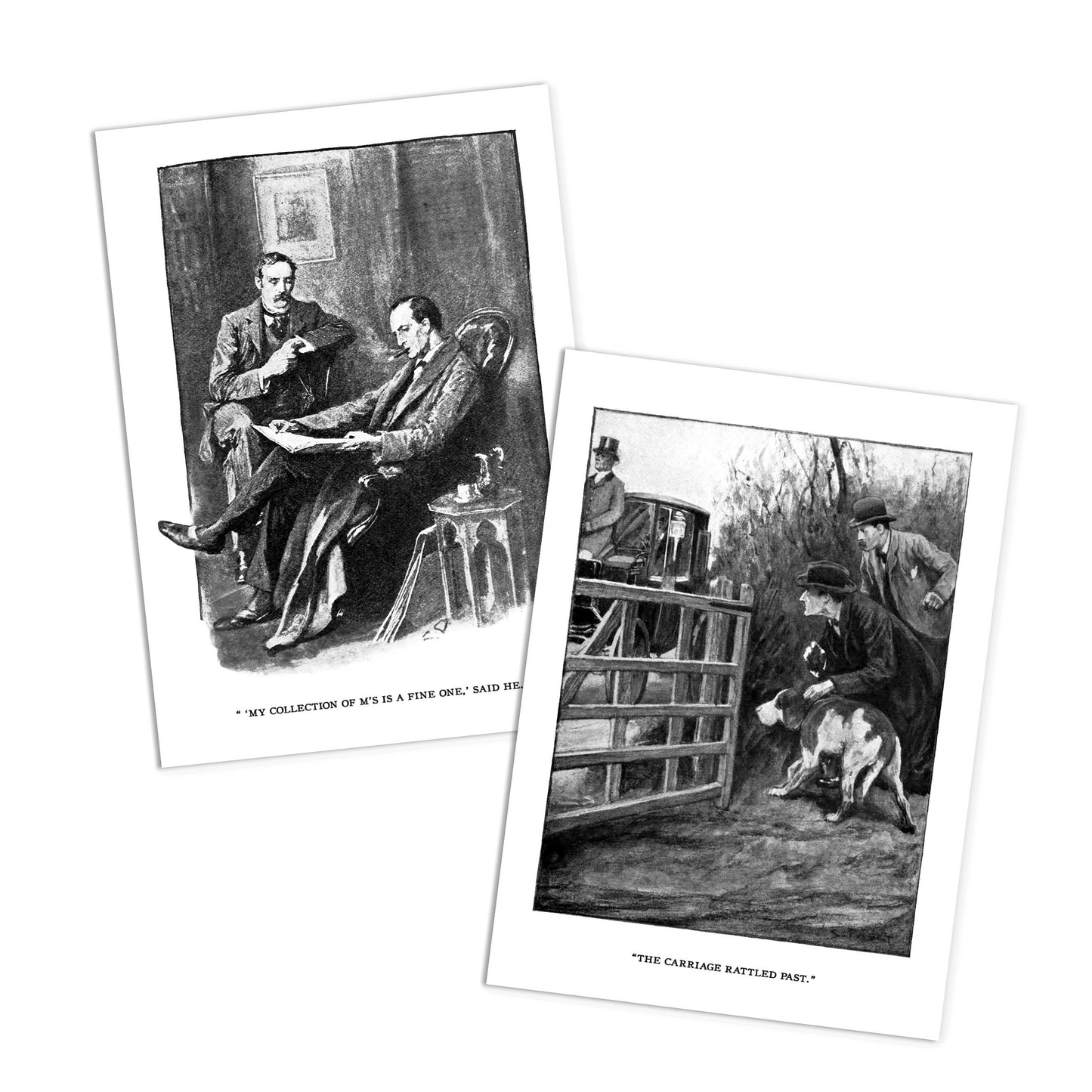 Sherlock Holmes Illustrations Art Postcards Set of 10 Postcard Prints Pack Set Sidney Paget Watson Conan Doyle Drawing Victorian Cards