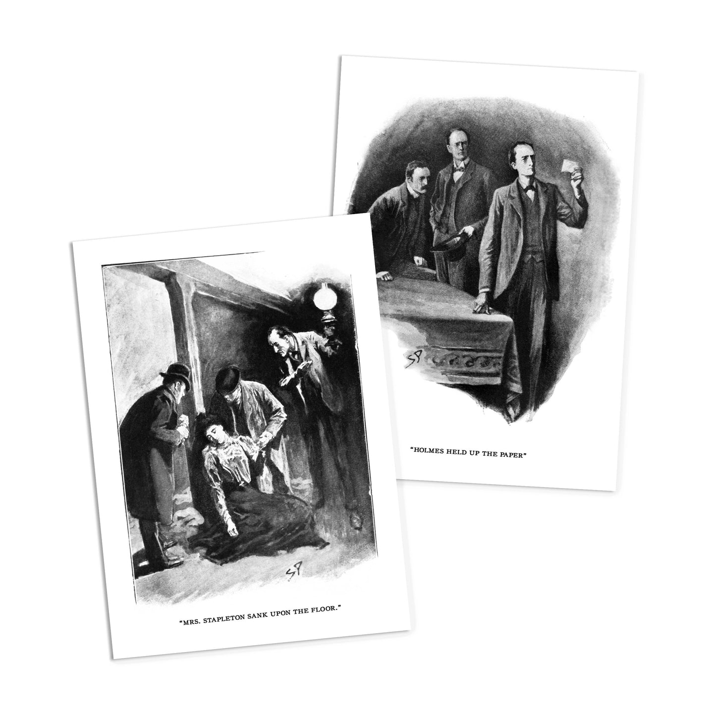 Sherlock Holmes Illustrations Art Postcards Set of 10 Postcard Prints Pack Set Sidney Paget Watson Conan Doyle Drawing Victorian Cards