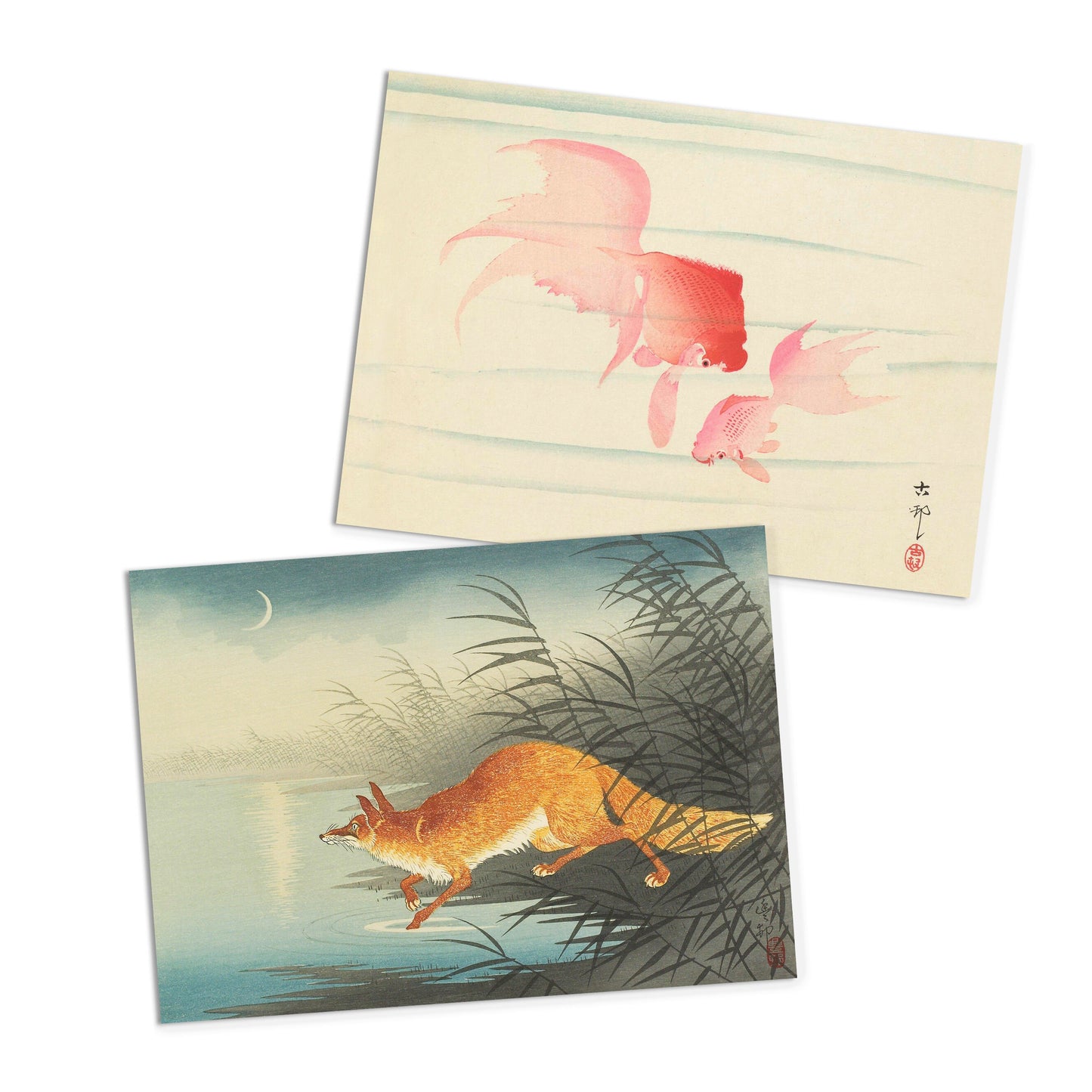 Japanese Ukiyo-e Art Postcards Set of 10 - Postcard Prints Pack Woodblock Art Print Aesthetic Ohara Koson Shoson Flowers Hawk Fox Cards Gift