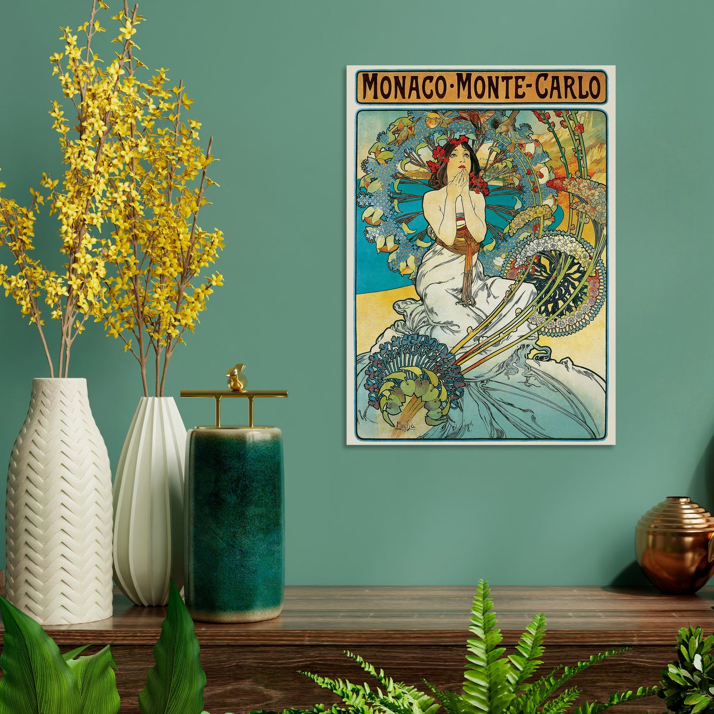 Alphonse Mucha Monaco Monte Carlo Vintage Art Print Poster Wall Antique Quirky Illustration Fairy Floral Victorian Edwardian Beautiful Woman