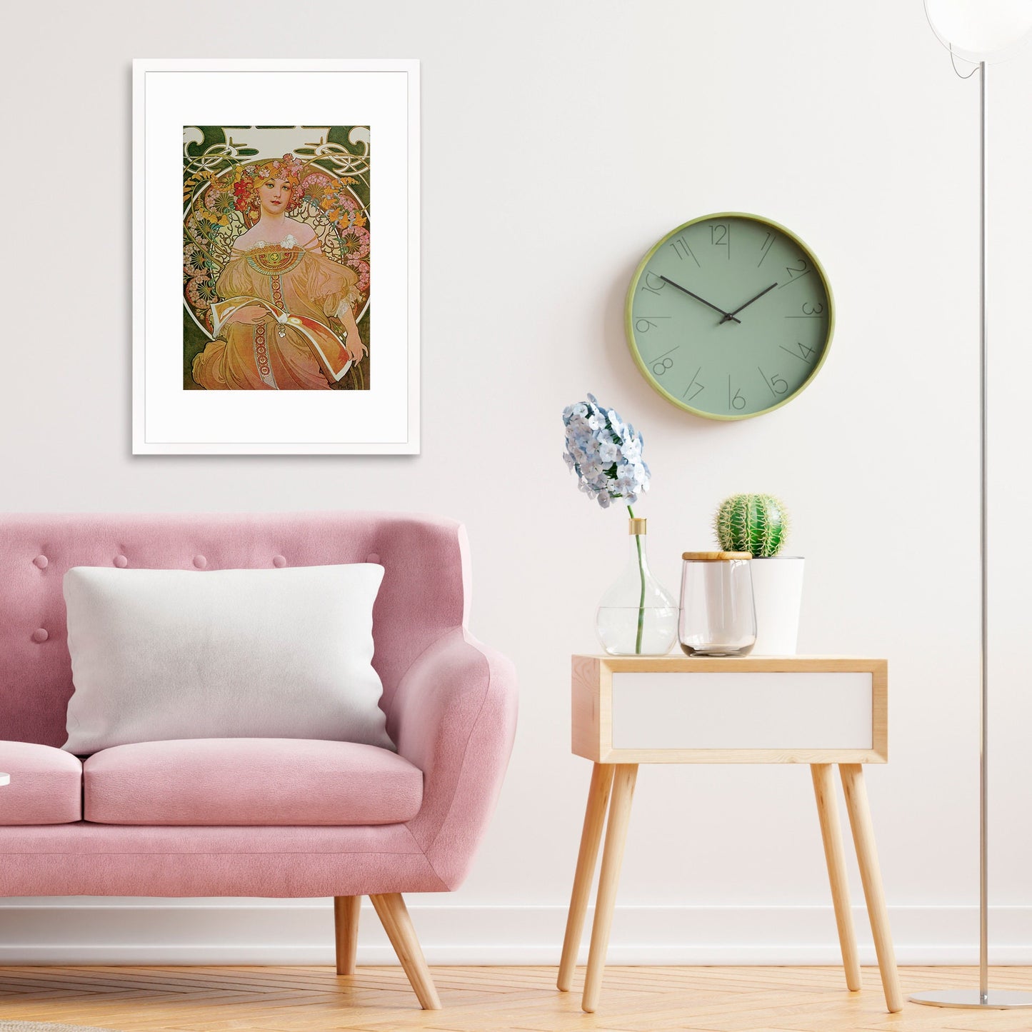 Framed Mounted Alphonse Mucha Reverie Vintage Art Print Poster Wall Antique Book Quirky Illustration Fairy Princess Floral Victorian Design