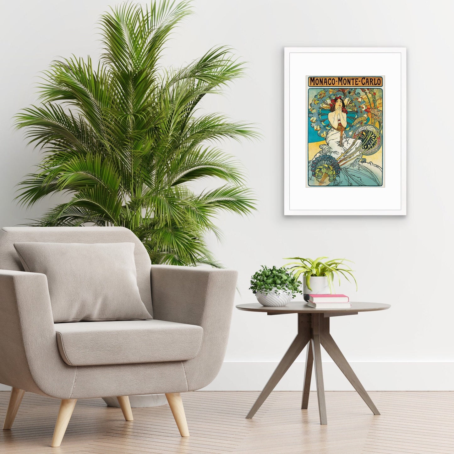 Framed Mounted Alphonse Mucha Monaco Monte Carlo Vintage Art Print Poster Wall Antique Quirky Illustration Fairy Floral Victorian Beautiful