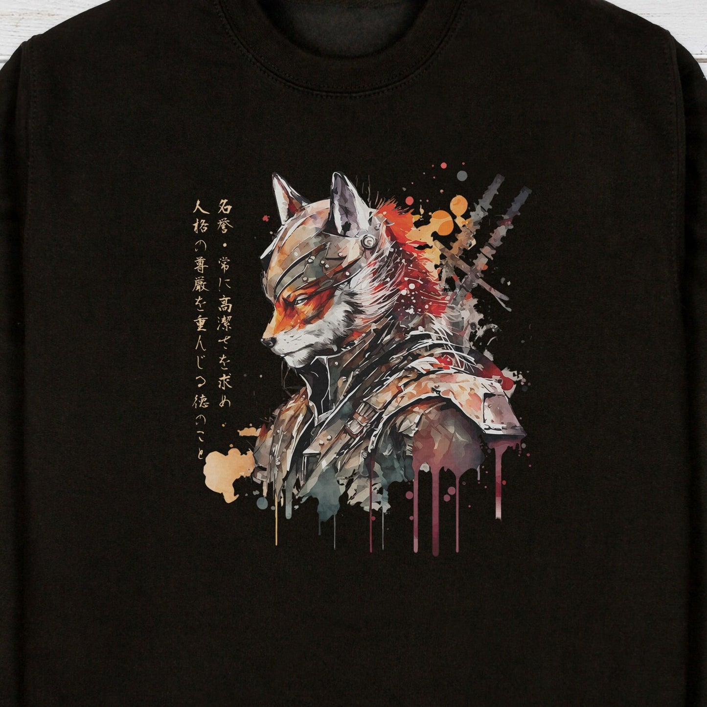 Japanese Samurai Fox Sweatshirt Bushido Honour Kitsune Japan Traditional Ukiyo-e Martial Arts Anime Manga Mens Womens Printed Jumper Top