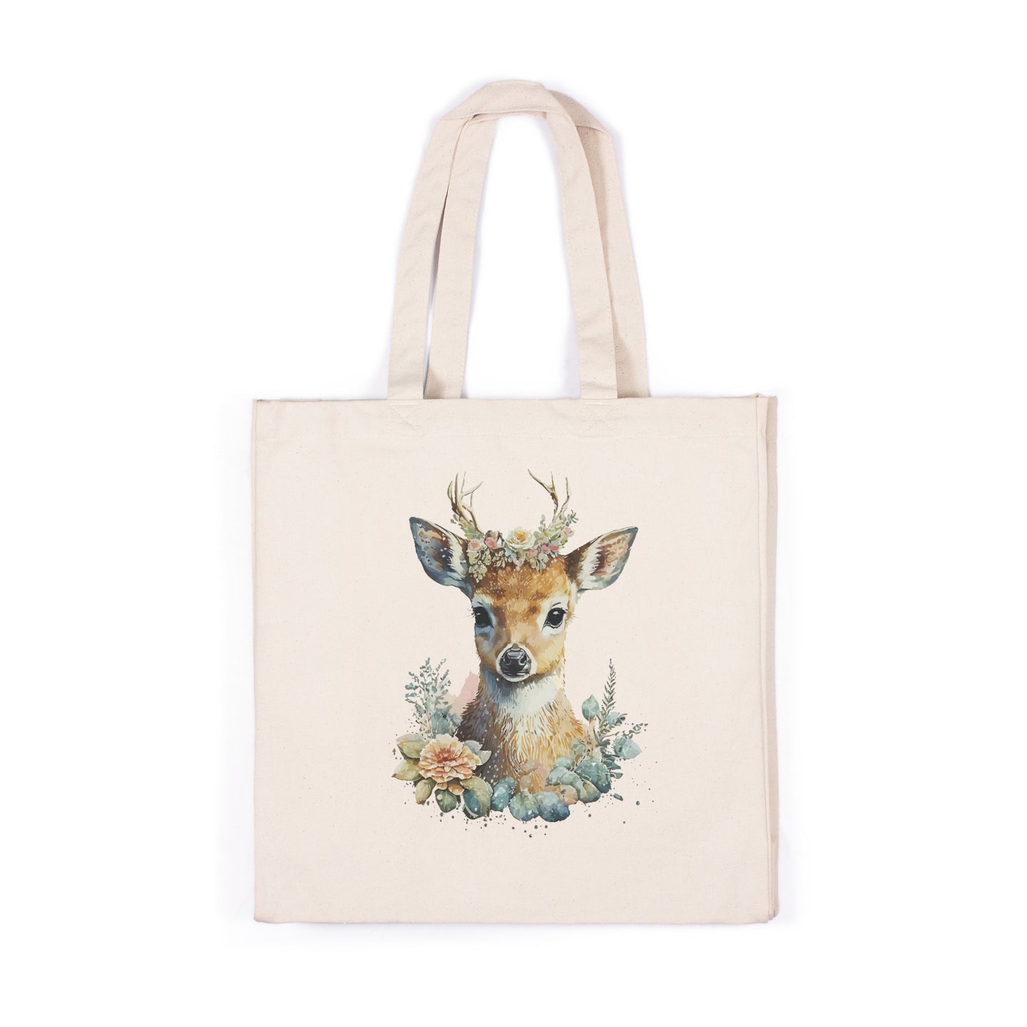 Deer Canvas Tote Bag Fawn Doe Wild Animal Nature Art Vegan Yoga Pretty Cute Kawaii Cotton Shopper Printed Eco Friendly Market Christmas Gift