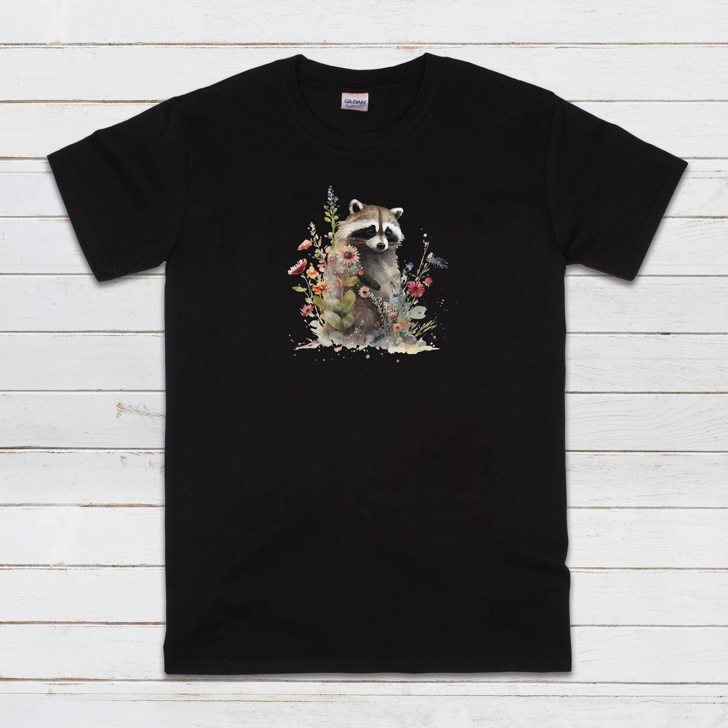 Racoon T Shirt Kawaii Cute Wild Baby Animal Cub Nature Earth Badger Vegan Y2K Trash Panda Watercolour Art Womens Mens Printed Tee Top Gift