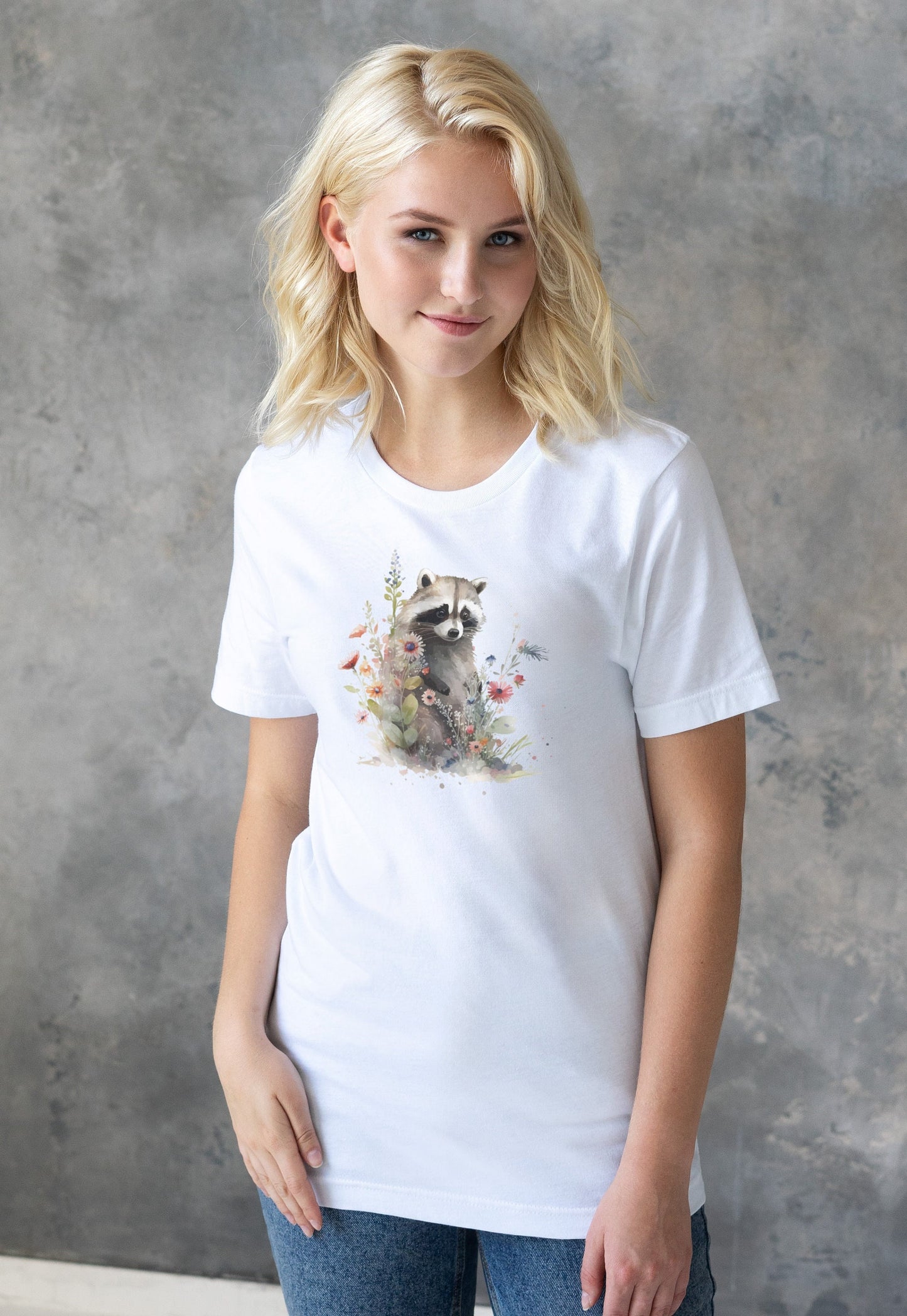 Racoon T Shirt Kawaii Cute Wild Baby Animal Cub Nature Earth Badger Vegan Y2K Trash Panda Watercolour Art Womens Mens Printed Tee Top Gift