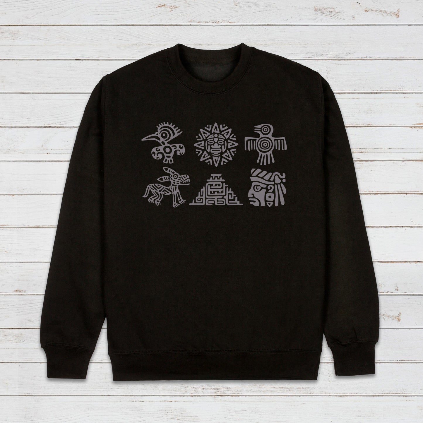 Aztec Symbols Sweatshirt Nature Earth Vegan Y2K Mayan Incan Art Peru Quetzalcoatl Pyramid Mystic Serpent Andes Womens Mens Jumper Sweater