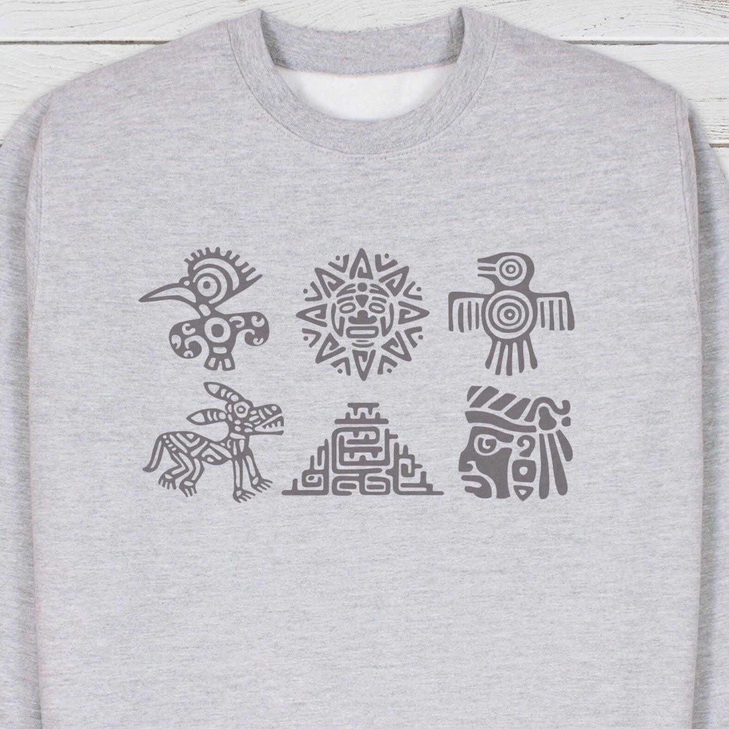 Aztec Symbols Sweatshirt Nature Earth Vegan Y2K Mayan Incan Art Peru Quetzalcoatl Pyramid Mystic Serpent Andes Womens Mens Jumper Sweater
