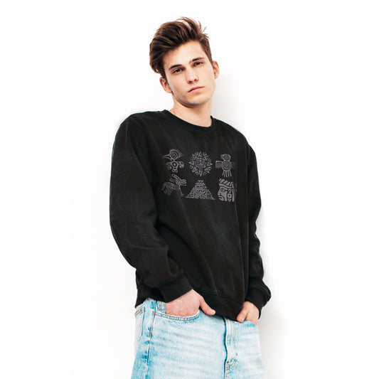 Aztec Symbols Sweatshirt Nature Earth Vegan Y2K Mayan Incan Art Peru Quetzalcoatl Pyramid Mystic Serpent Andes Womens Mens Jumper Sweater