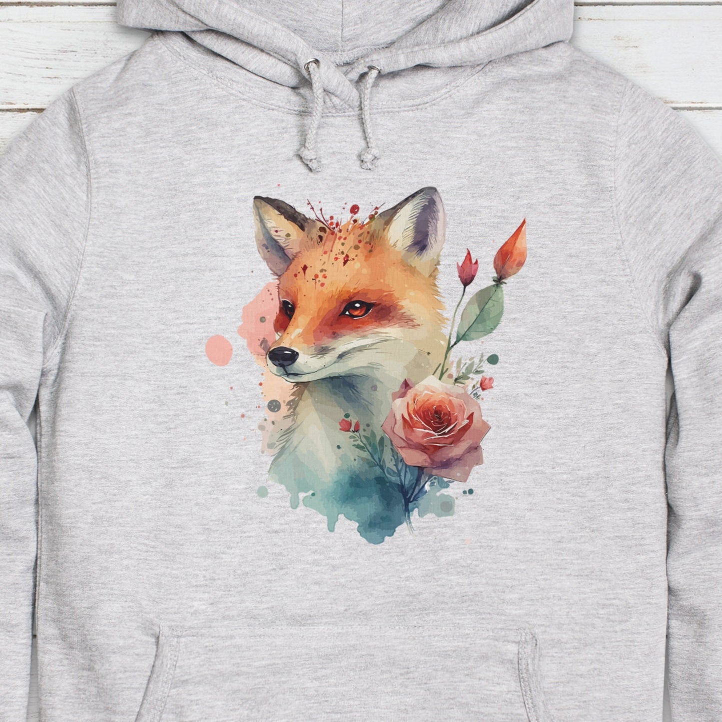 Fox Hoodie Kawaii Cute Kitsune Cub Vixen Wild Animal Nature Earth Flowers Vegan Y2K Womens Girls Printed Hooded Top Sweatshirt Sweater Gift