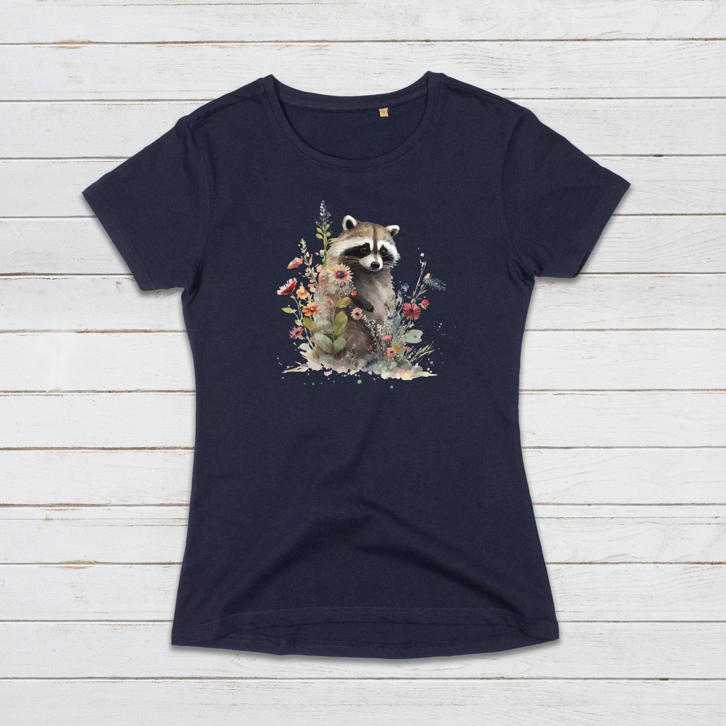 Racoon T Shirt Kawaii Cute Wild Baby Animal Cub Nature Earth Badger Vegan Y2K Trash Panda Watercolour Art Womens Girls Printed Tee Top Gift