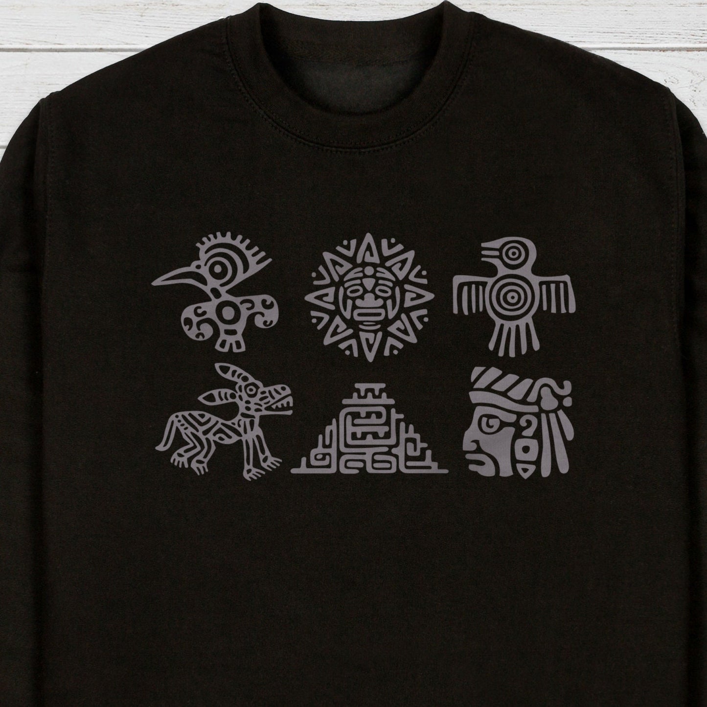 Aztec Symbols Sweatshirt Nature Earth Vegan Y2K Mayan Incan Art Peru Quetzalcoatl Pyramid Mystic Serpent Andes Womens Mens Jumper Sweater