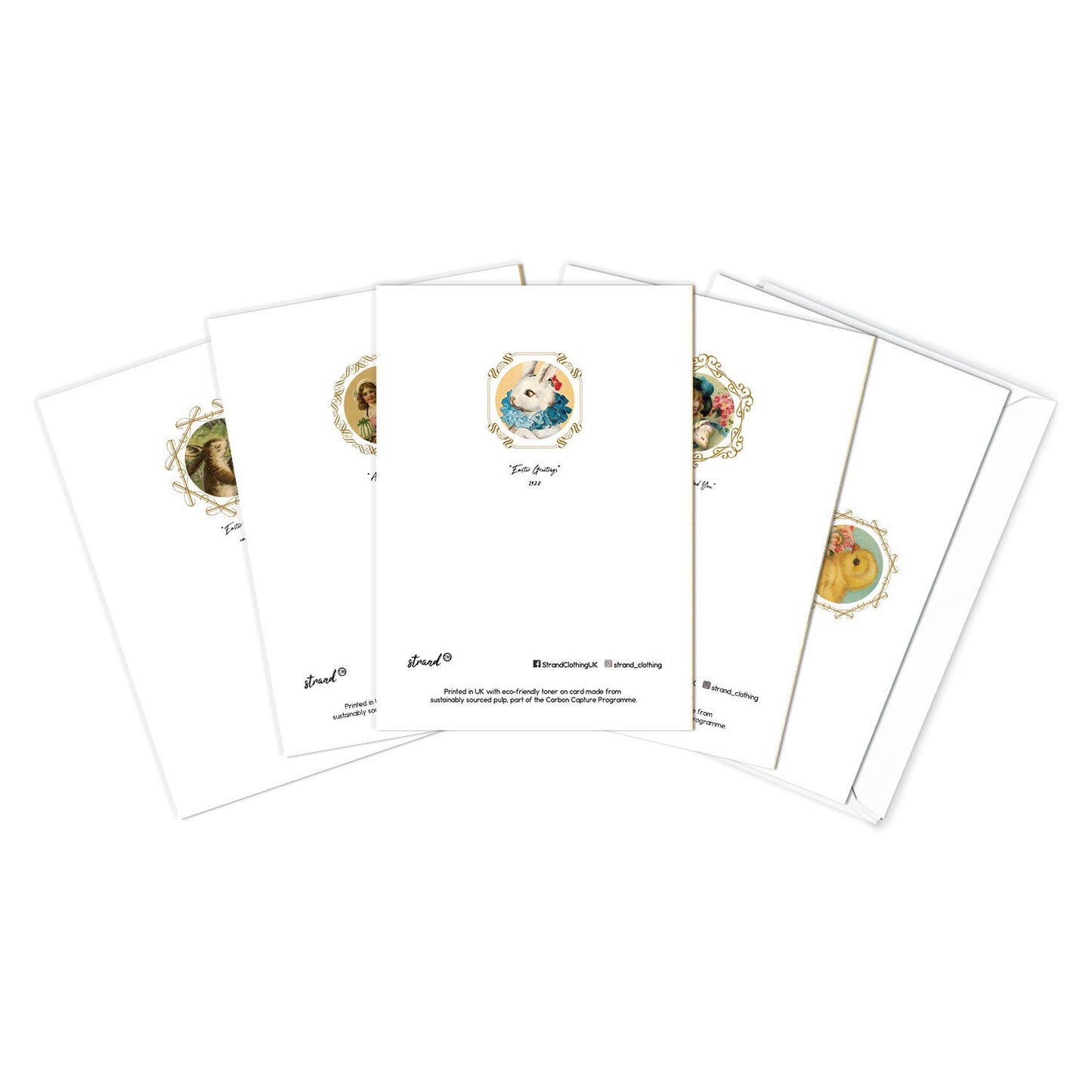 Victorian Greeting Cards Easter Card Set Sunday Spring Edwardian English British Vintage Retro Rabbit Bunny Eggs Chicks Children Cute Pretty