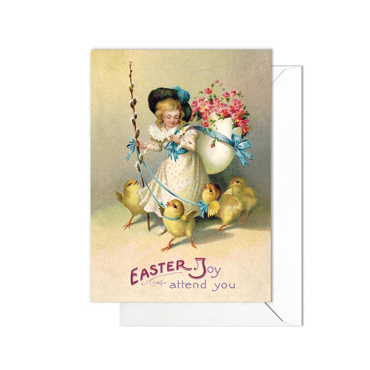 Weird Victorian Greeting Cards Easter Card Set Spring Sunday Edwardian Vintage Retro Egg Chicks Chickens Funny Shepherdess Cute Pretty S87