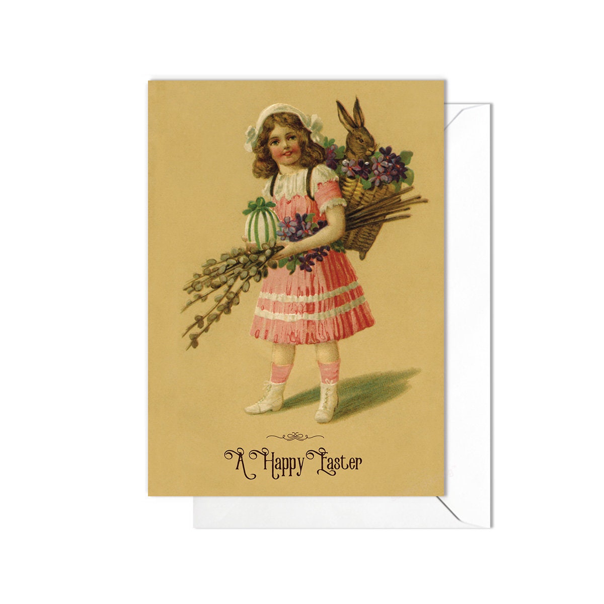 Weird Victorian Greeting Cards Easter Card Set Spring Sunday Edwardian Vintage Retro Adorable Rabbit Bunny Funny Flower Cute Pretty Girl R56