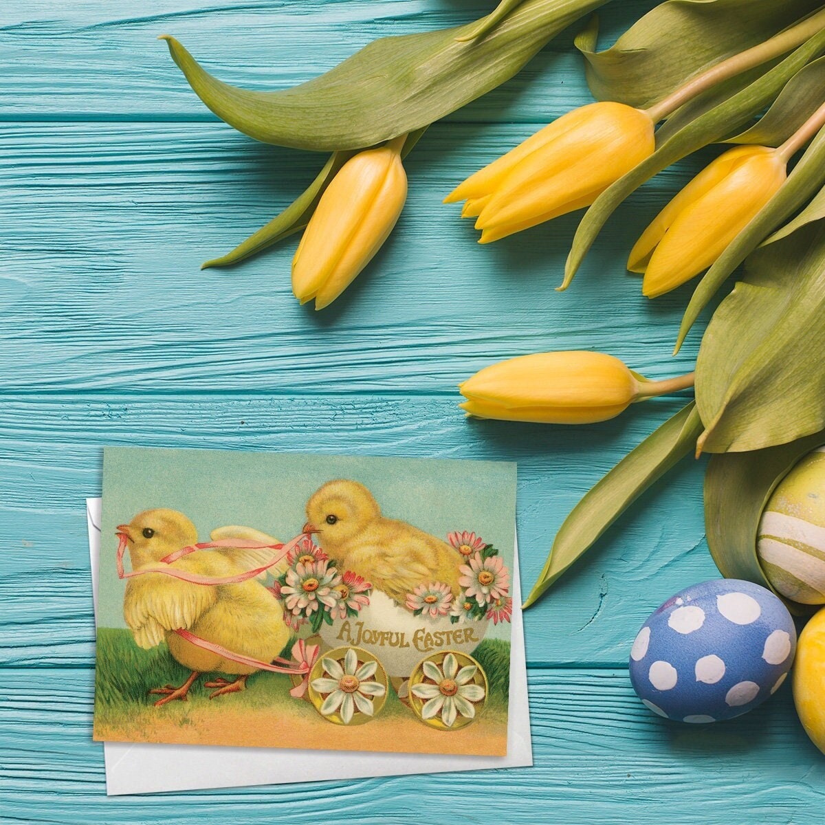 Weird Victorian Greeting Cards Easter Card Set Spring Sunday Edwardian Vintage Retro Adorable Chicks Chickens Funny Flower Cute Pretty C09