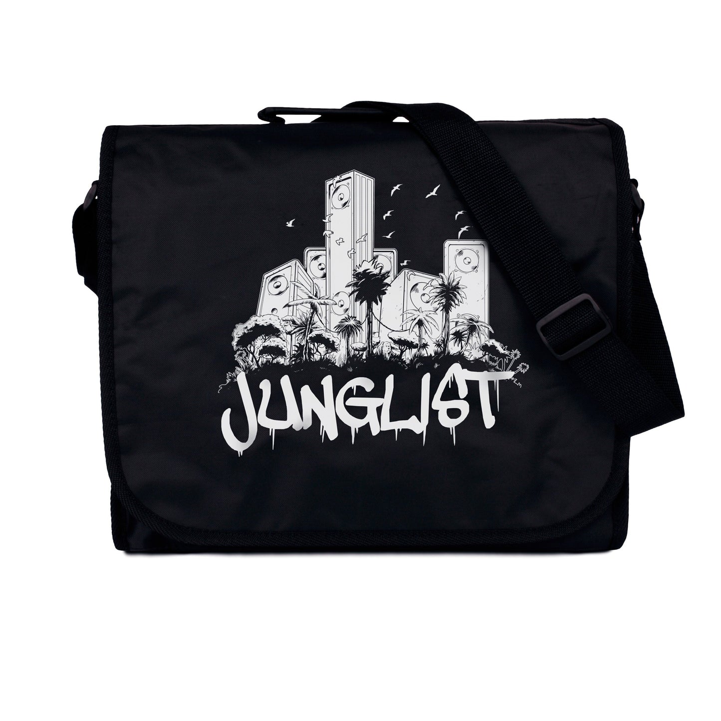 Junglist Sound System Record Bag Massive Drum and Bass Neurofunk LP Vinyl Amen Break DnB Rave Records DJ Mens Womens Messenger Shoulder Bag