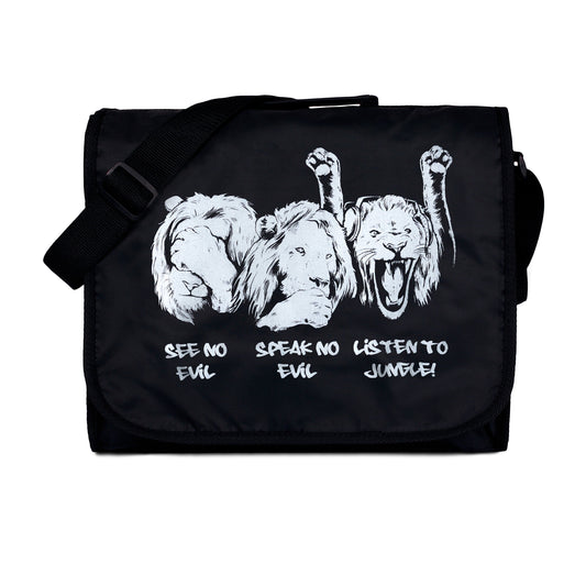 Junglist Lions Record Bag Massive Drum and Bass Neurofunk & LP Vinyl Amen Break DnB Rave Records DJ Men's Women's Messenger Shoulder Bag