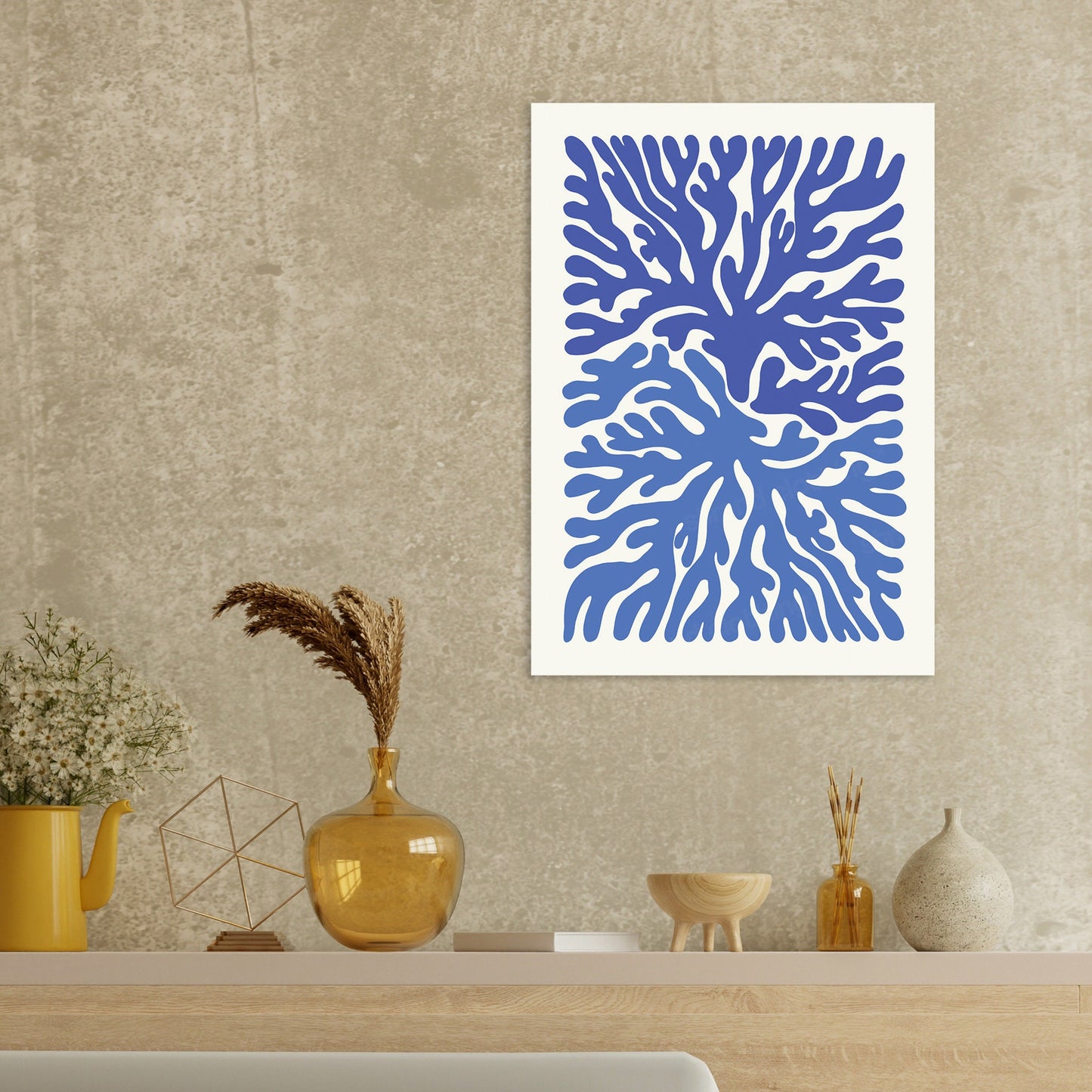 Abstract Art Print Poster Wall Home Decor Modern Contemporary Underwater Ocean Original Unique Scandi Beautiful Minimal Organic Mid-century