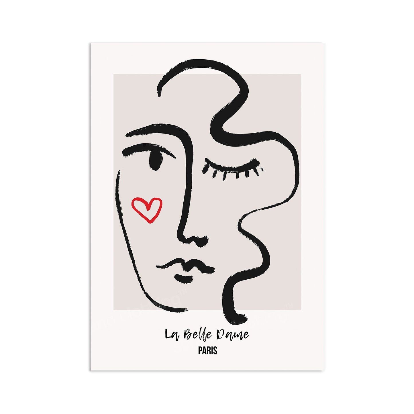 Abstract Art Print Poster Wall Home Decor Modern Contemporary La Belle Dame Woman Face Vintage Paris France Beautiful Minimal Mid-century
