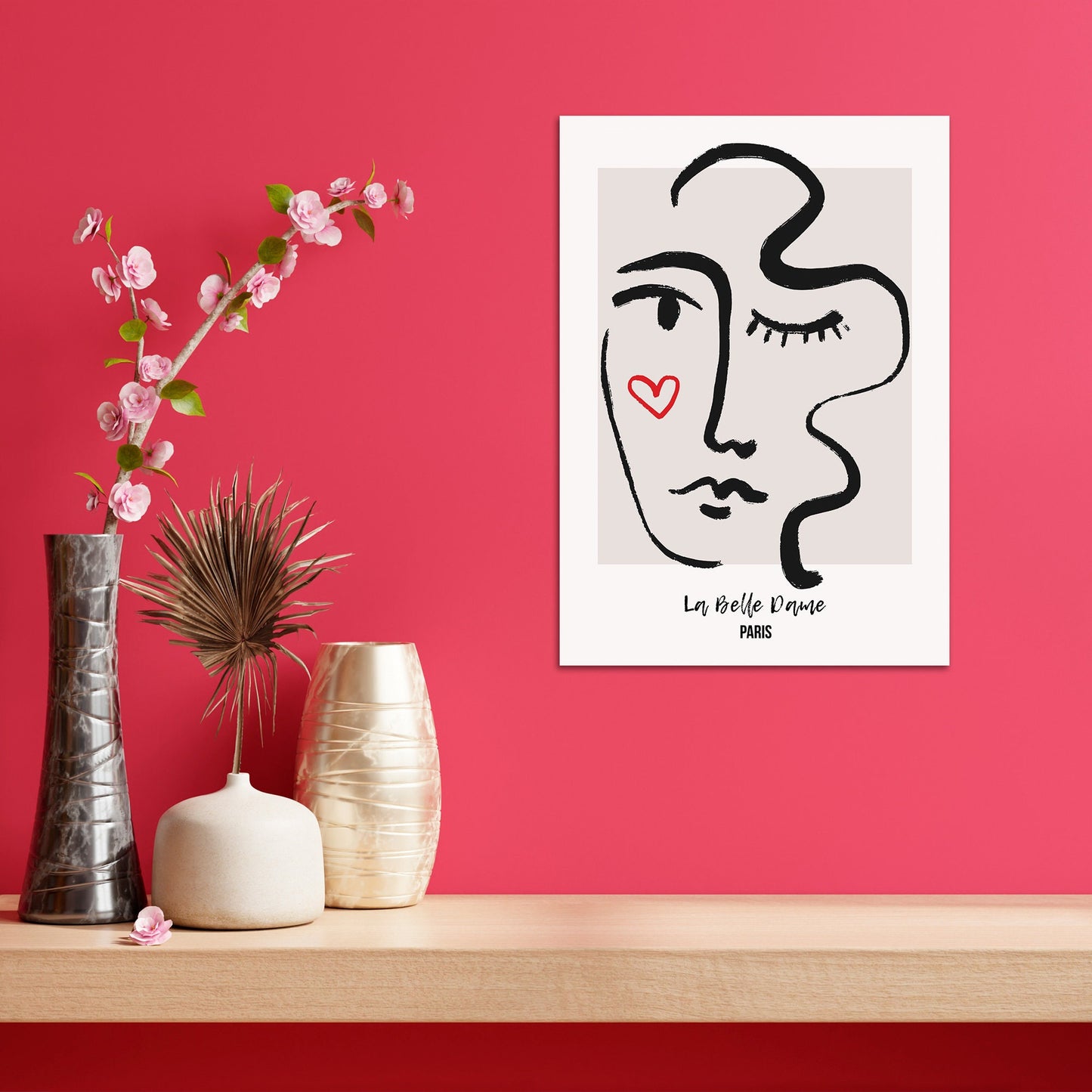 Abstract Art Print Poster Wall Home Decor Modern Contemporary La Belle Dame Woman Face Vintage Paris France Beautiful Minimal Mid-century