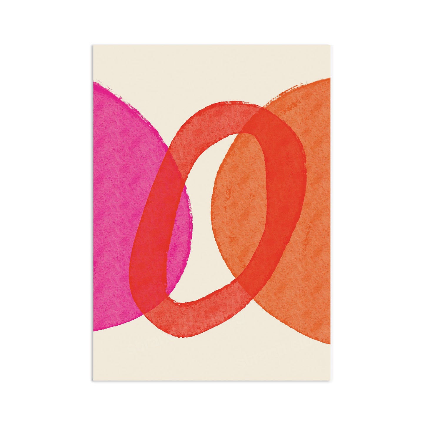 Abstract Art Print Poster Wall Home Decor Modern Contemporary Pink Red Circle Shapes Colorful Unique Scandi Beautiful Minimal Mid-century A3