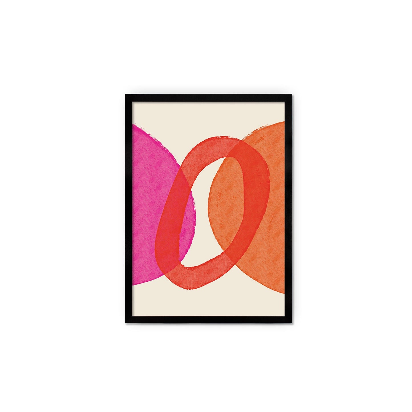 Framed Abstract Art Print Poster Wall Home Decor Modern Contemporary Pink Red Circle Shapes Colorful Unique Pretty Minimal Mid-century A3