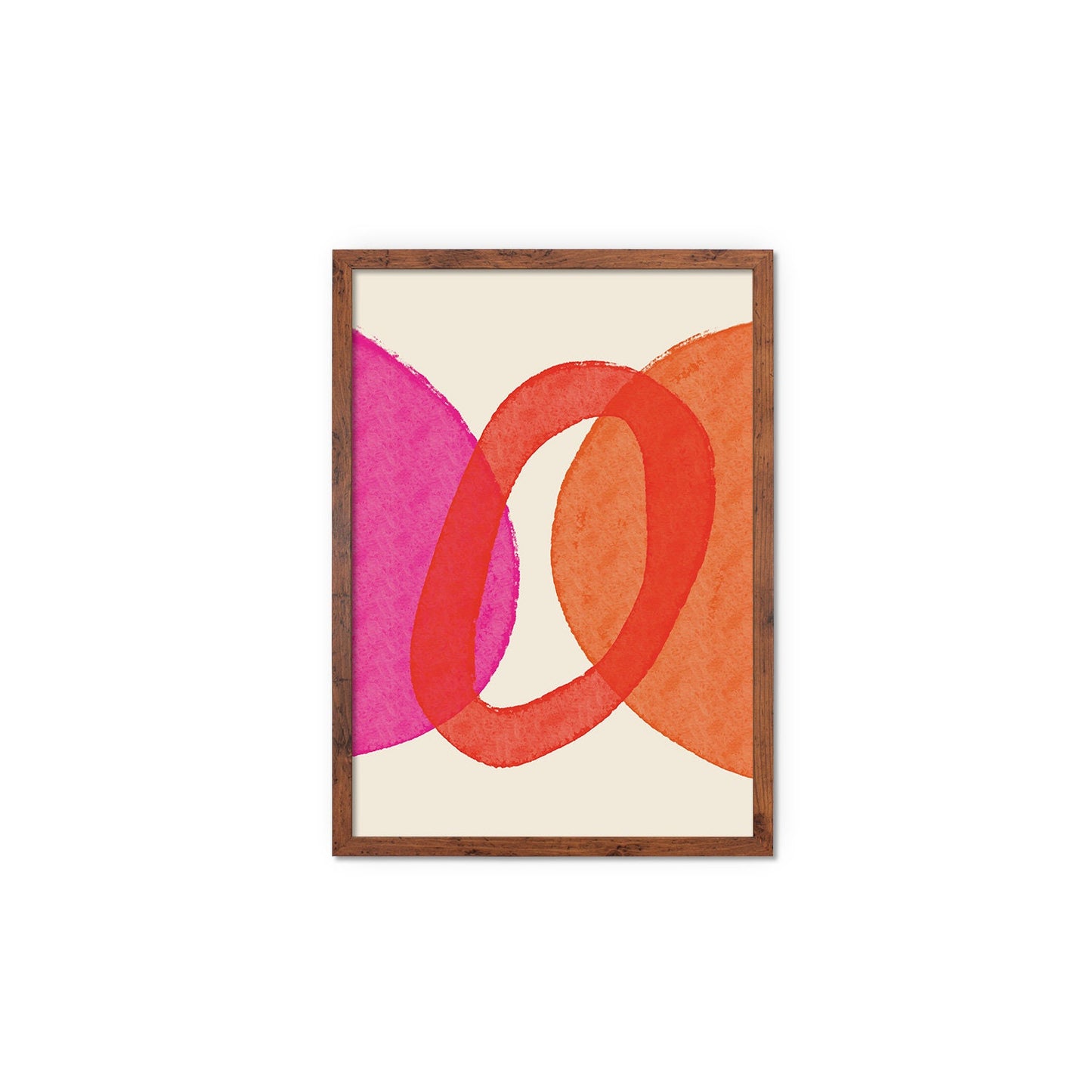 Framed Abstract Art Print Poster Wall Home Decor Modern Contemporary Pink Red Circle Shapes Colorful Unique Pretty Minimal Mid-century A3
