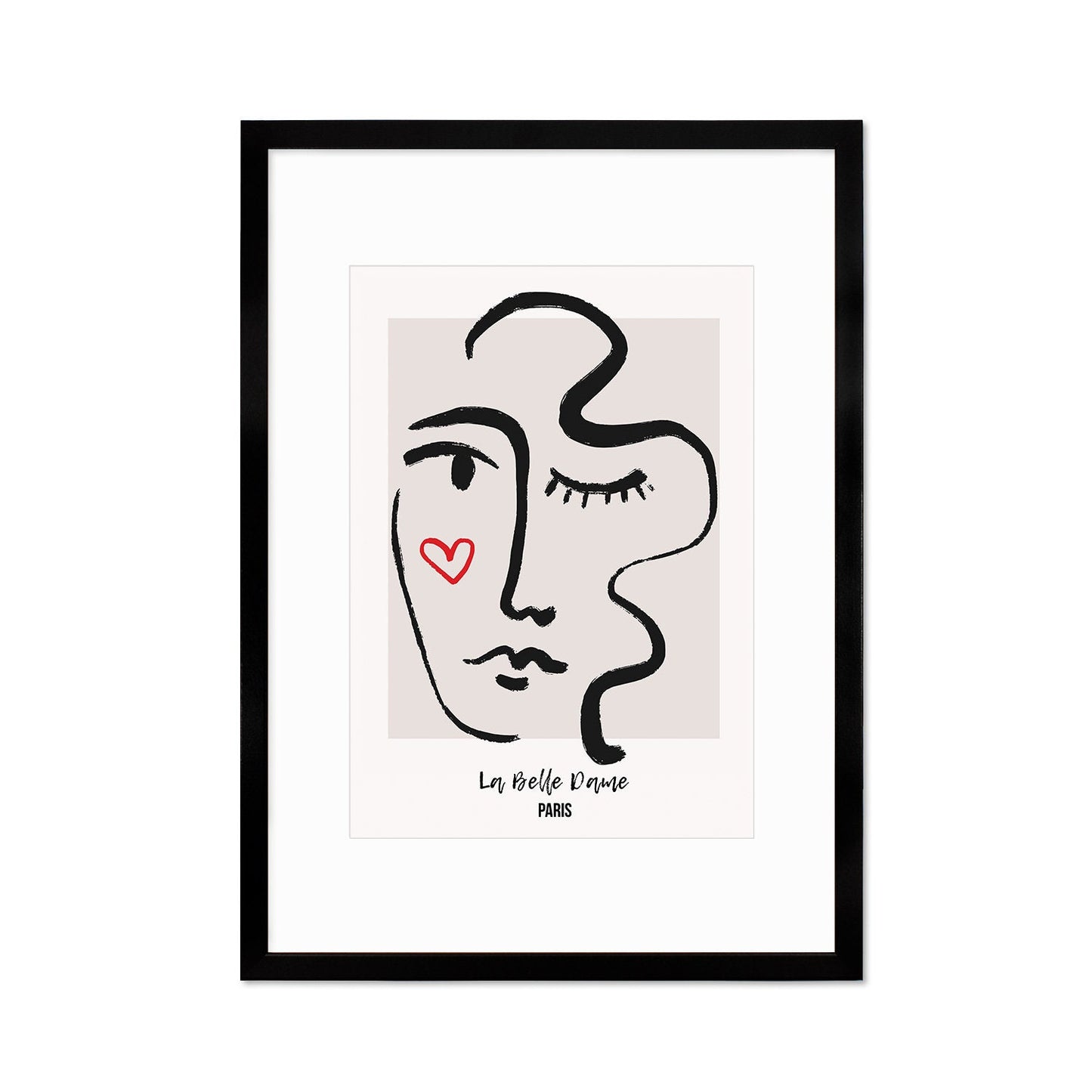 Framed Abstract Art Print Poster Wall Home Decor Modern Contemporary La Belle Dame Woman Face Vintage Paris France Beautiful Mid-century