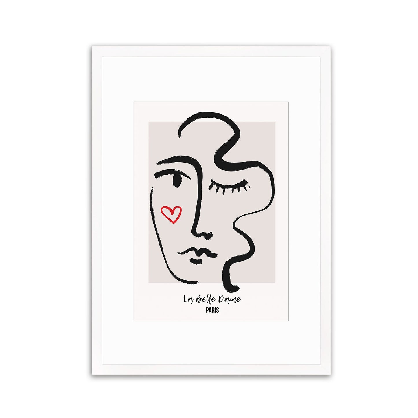 Framed Abstract Art Print Poster Wall Home Decor Modern Contemporary La Belle Dame Woman Face Vintage Paris France Beautiful Mid-century