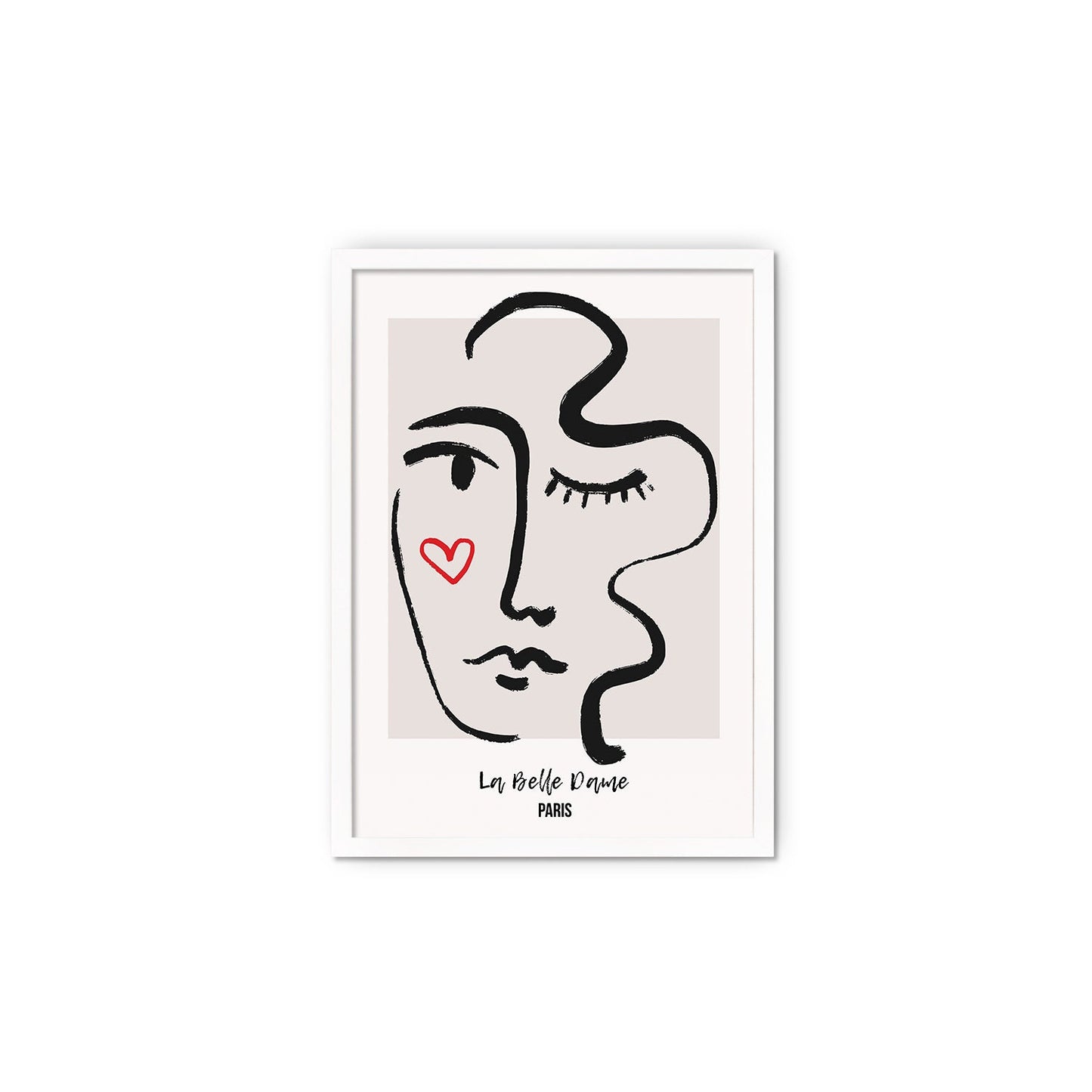 Framed Abstract Art Print Poster Wall Home Decor Modern Contemporary La Belle Dame Woman Face Vintage Paris France Beautiful Mid-century