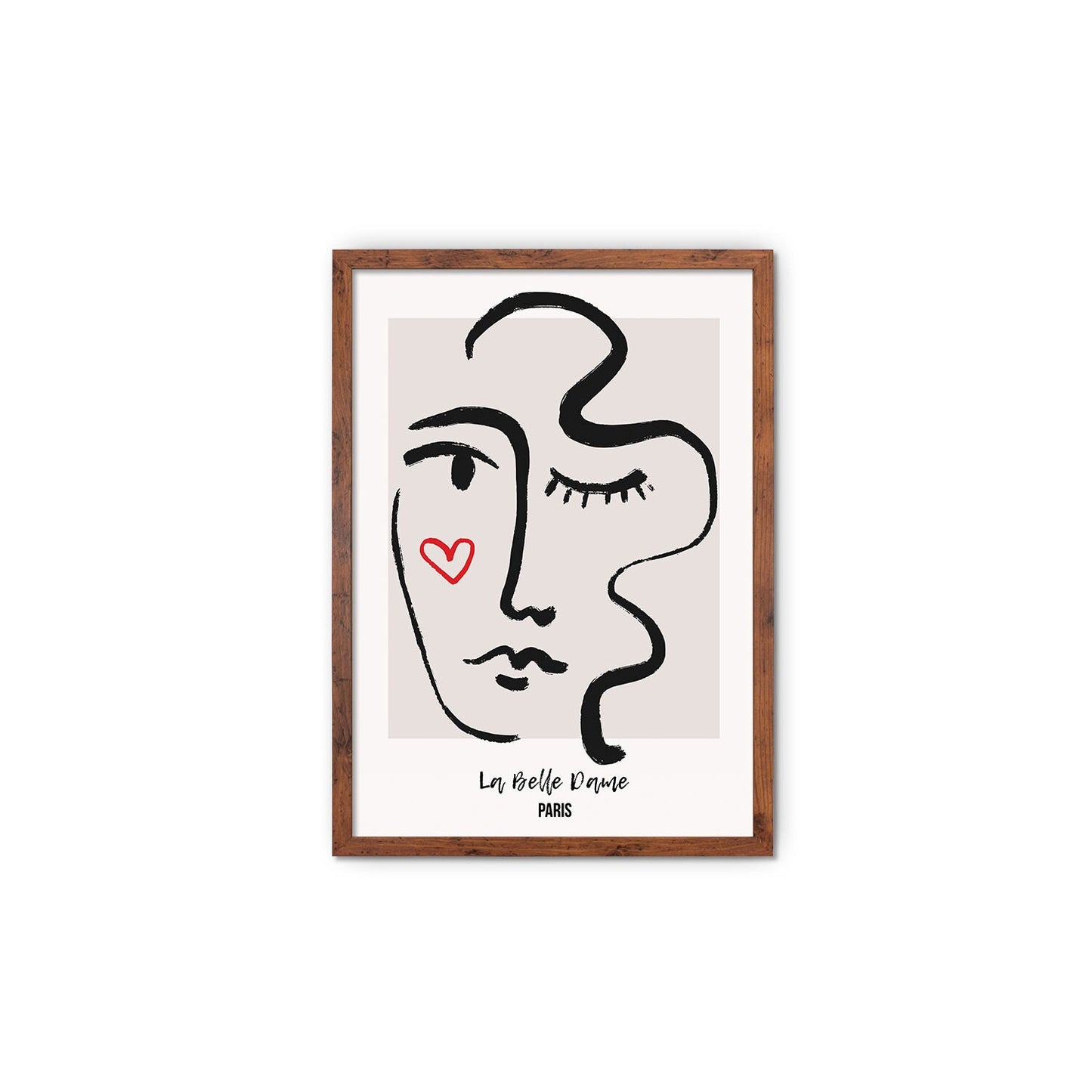 Framed Abstract Art Print Poster Wall Home Decor Modern Contemporary La Belle Dame Woman Face Vintage Paris France Beautiful Mid-century