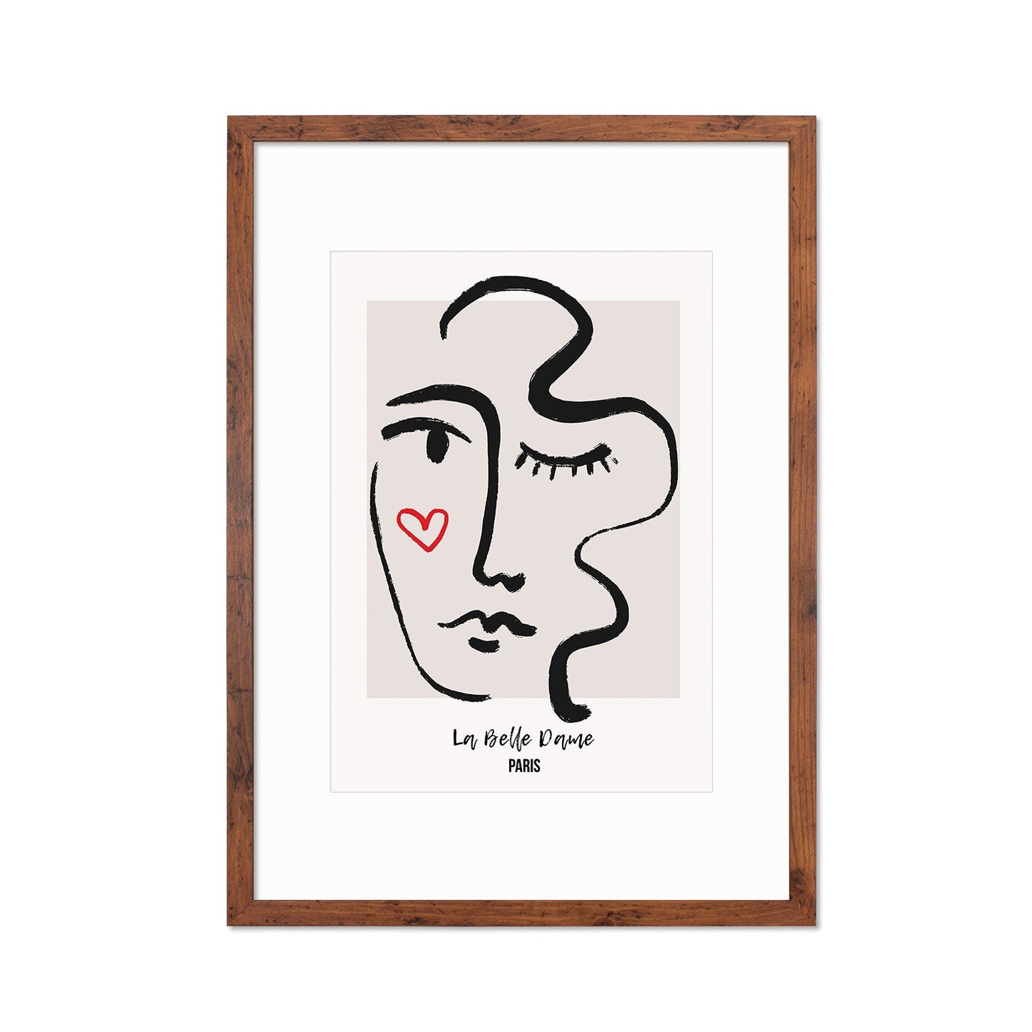 Framed Abstract Art Print Poster Wall Home Decor Modern Contemporary La Belle Dame Woman Face Vintage Paris France Beautiful Mid-century