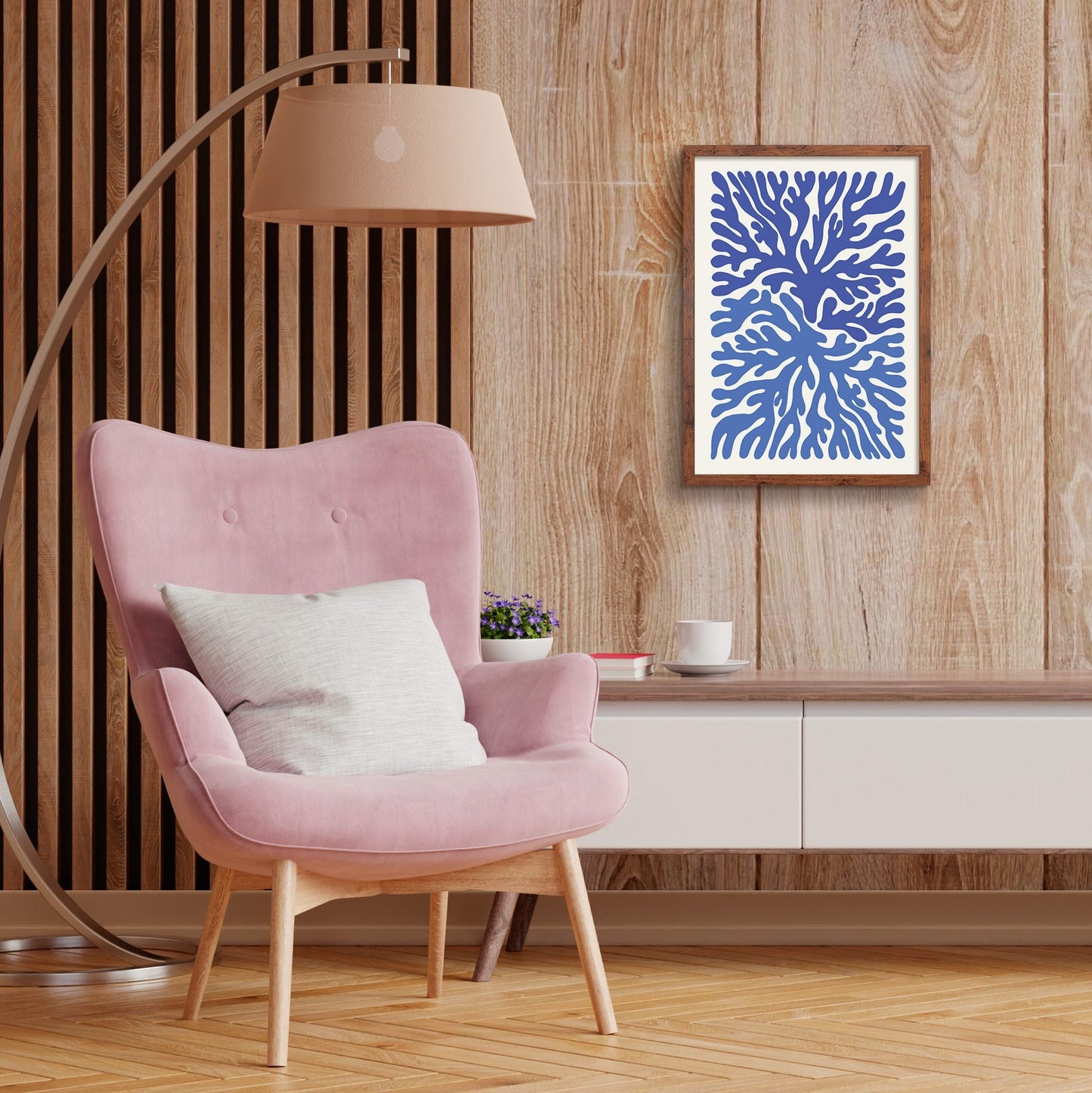Framed Abstract Art Print Poster Wall Home Decor Modern Contemporary Underwater Ocean Original Unique Beautiful Minimal Organic Mid-century