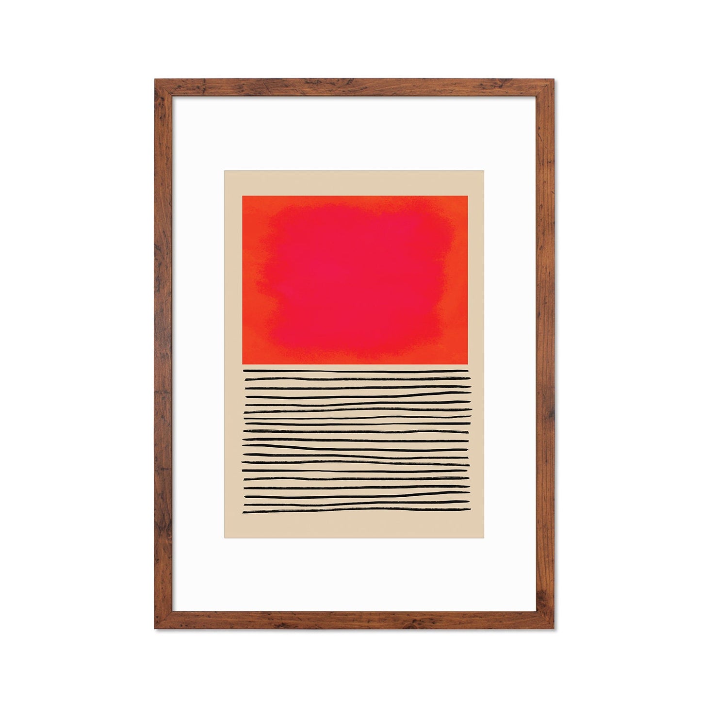 Framed Abstract Art Print Poster Wall Home Decor Modern Contemporary Pink Red Shapes Lines Colorful Unique Hand-drawn Minimal Mid-century