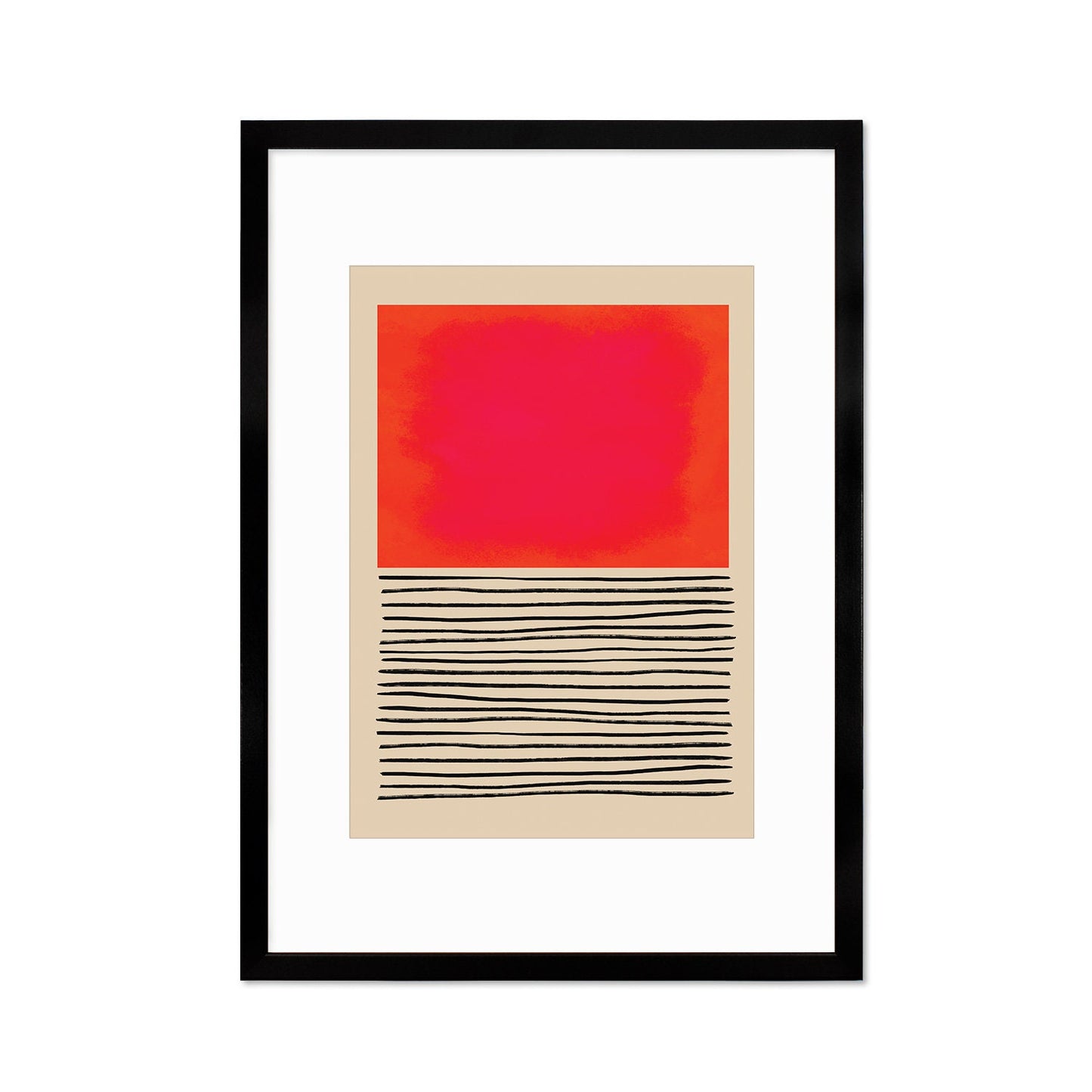 Framed Abstract Art Print Poster Wall Home Decor Modern Contemporary Pink Red Shapes Lines Colorful Unique Hand-drawn Minimal Mid-century