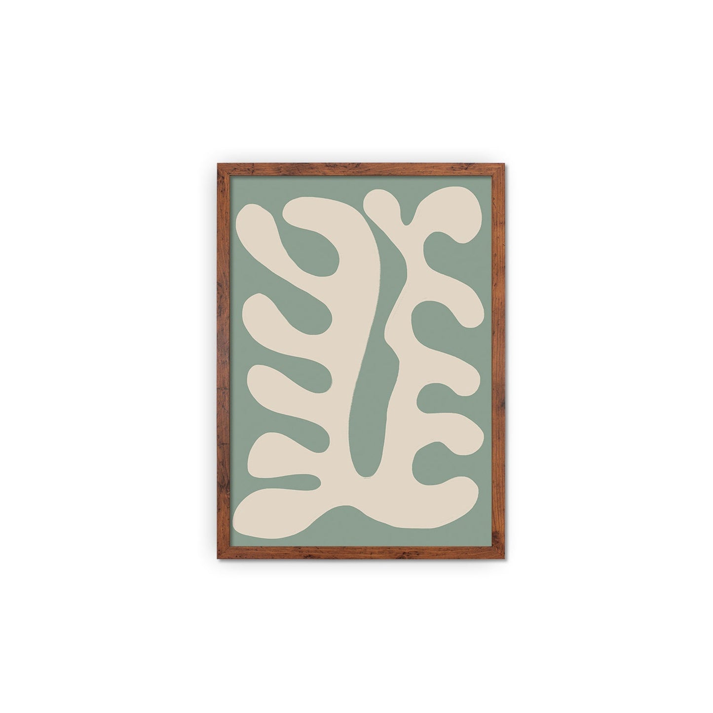 Framed Abstract Art Print Poster Wall Home Decor Modern Contemporary Green Matisse Leaf Cut-out Unique Minimal Organic Boho Mid-century Palm