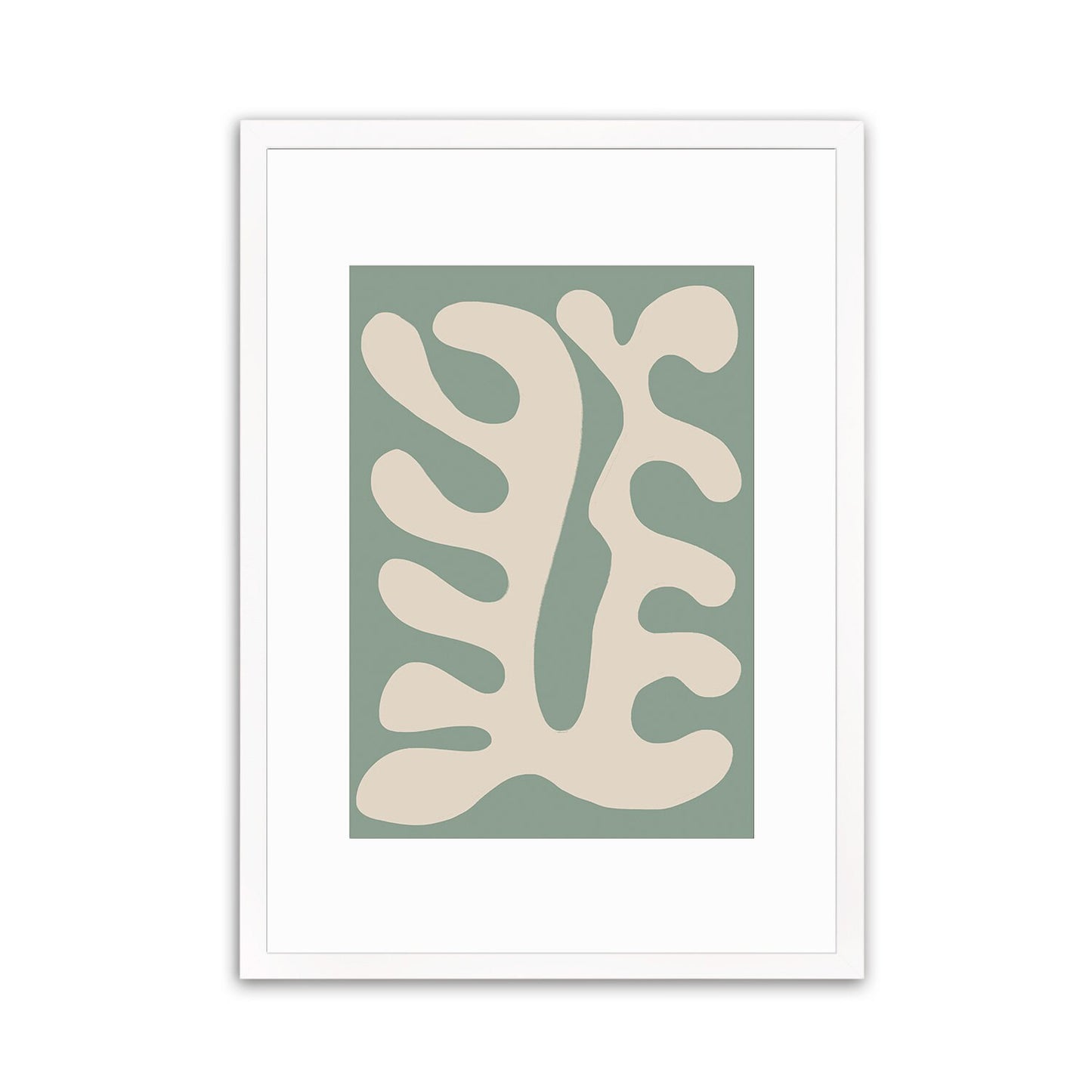 Framed Abstract Art Print Poster Wall Home Decor Modern Contemporary Green Matisse Leaf Cut-out Unique Minimal Organic Boho Mid-century Palm