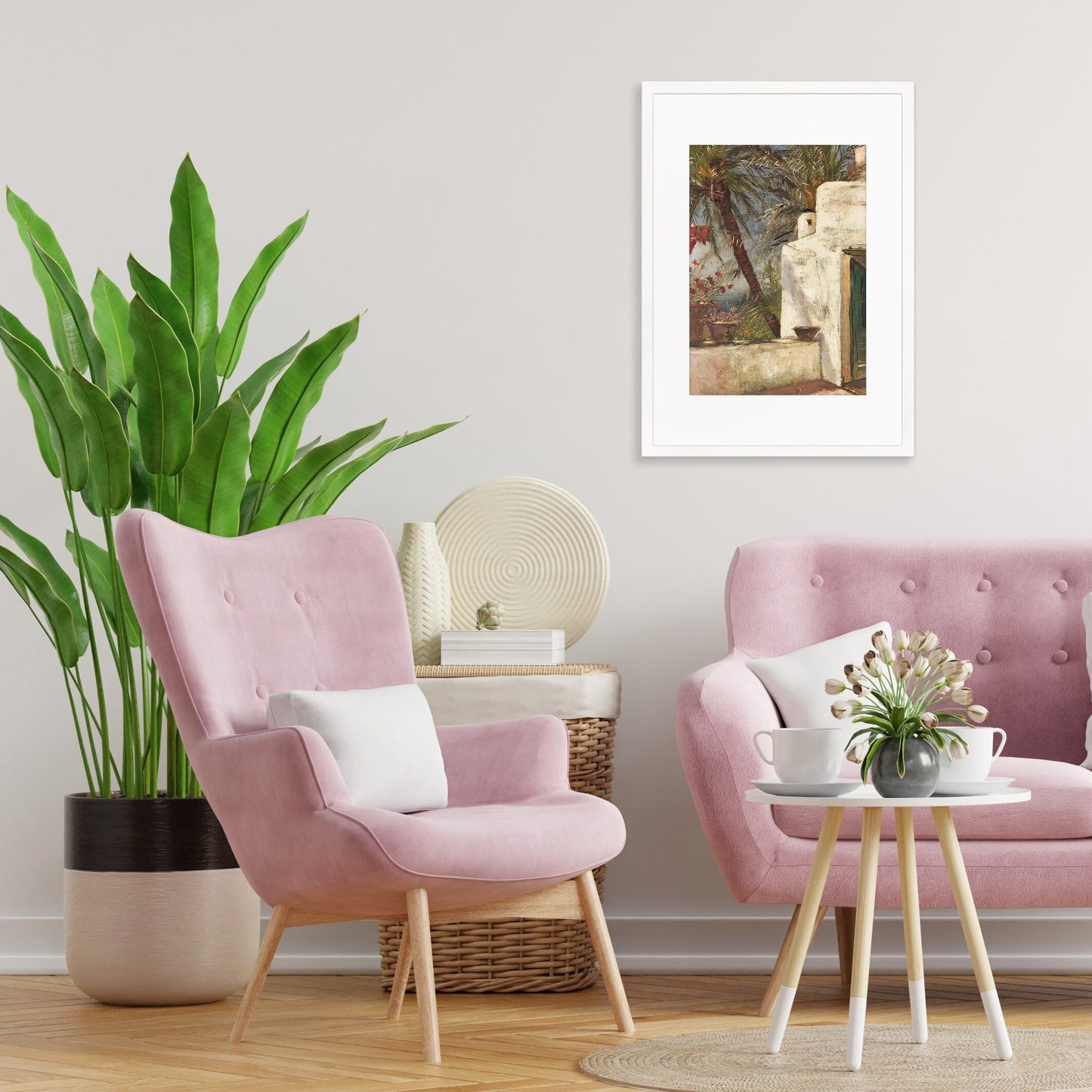 Palmenterrasse Capri Wall Framed Art Print Poster Hermione von Preuschen Italy Sorrento Classic Painting Amalfi Room Decor Pretty Palm Frame