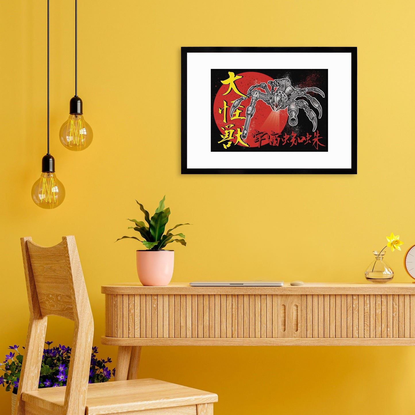 Japanese Robot Spider Attack Wall Art Print Poster Framed Mounted Kaiju Anime Monster Horror Martial Arts Samurai Geek Sci Fi B Movie A3 A2