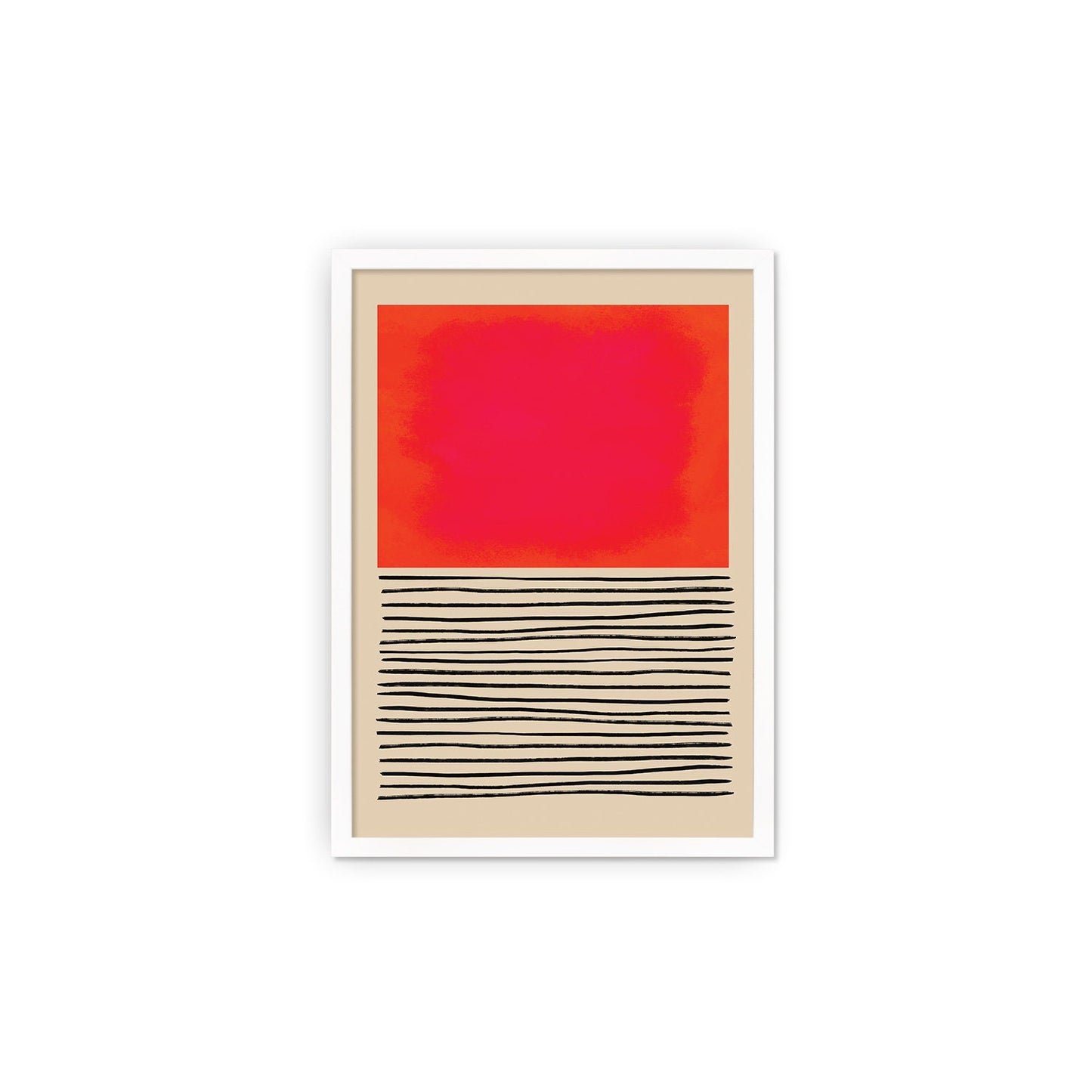 Framed Abstract Art Print Poster Wall Home Decor Modern Contemporary Pink Red Shapes Lines Colorful Unique Hand-drawn Minimal Mid-century