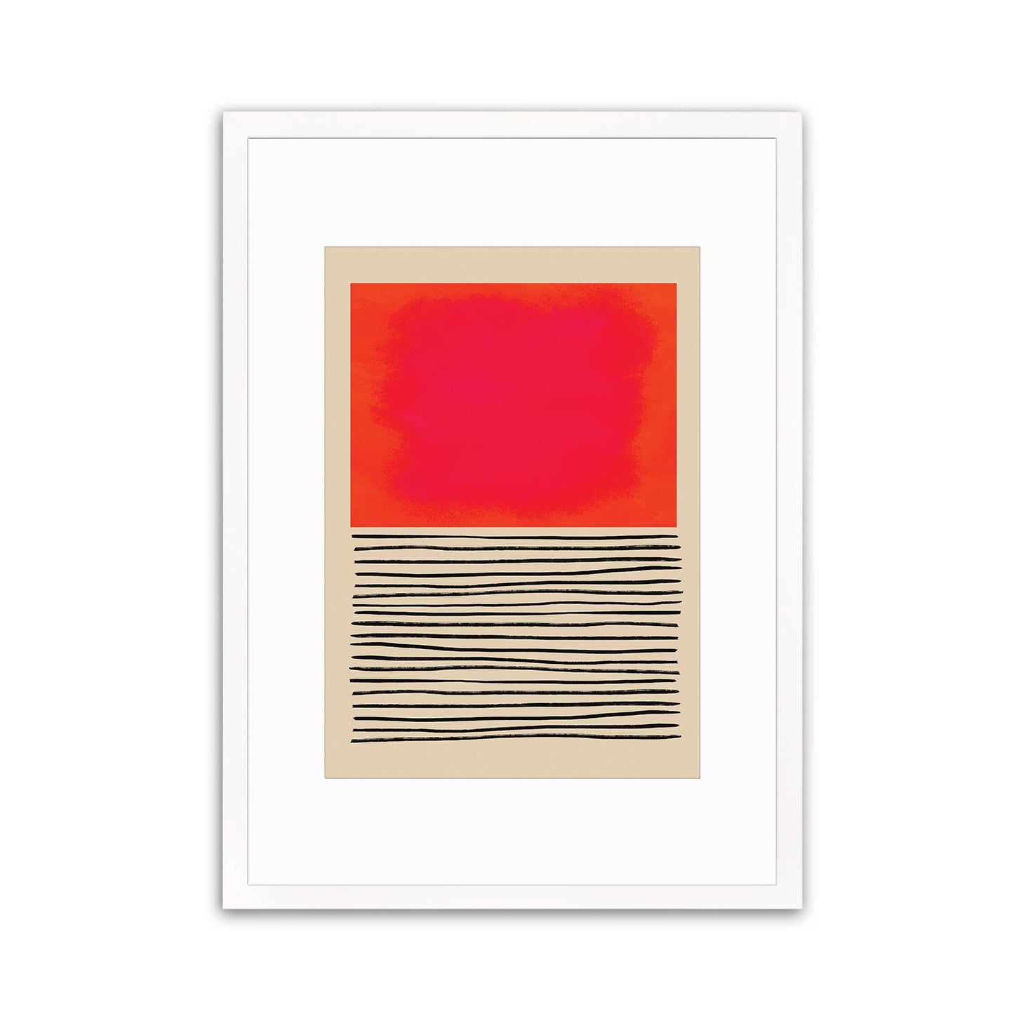 Framed Abstract Art Print Poster Wall Home Decor Modern Contemporary Pink Red Shapes Lines Colorful Unique Hand-drawn Minimal Mid-century