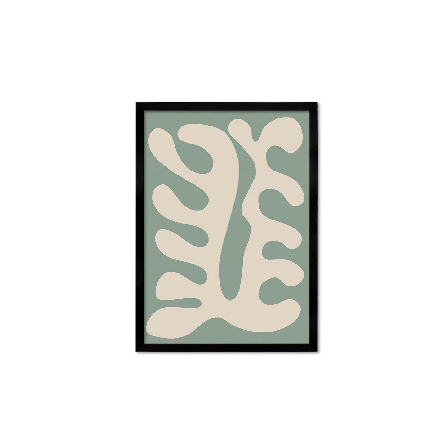 Framed Abstract Art Print Poster Wall Home Decor Modern Contemporary Green Matisse Leaf Cut-out Unique Minimal Organic Boho Mid-century Palm