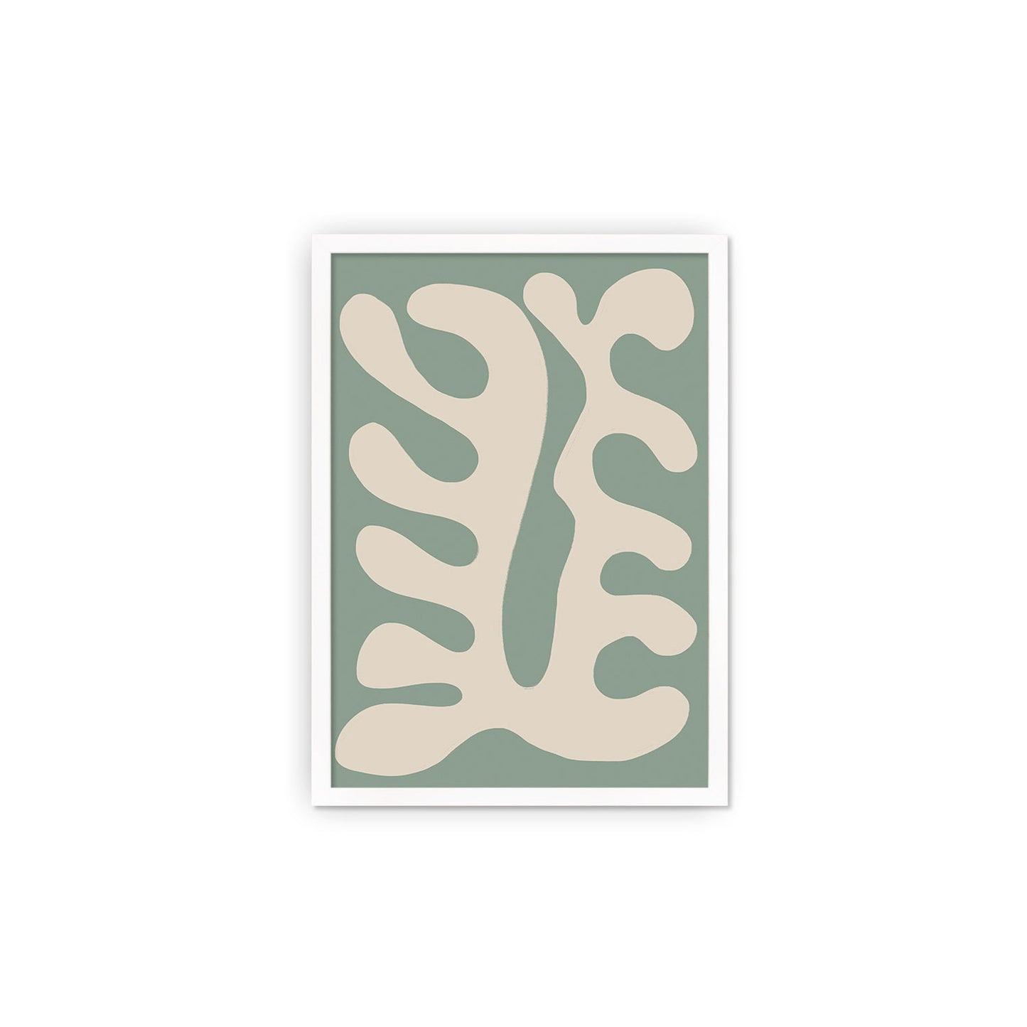 Framed Abstract Art Print Poster Wall Home Decor Modern Contemporary Green Matisse Leaf Cut-out Unique Minimal Organic Boho Mid-century Palm
