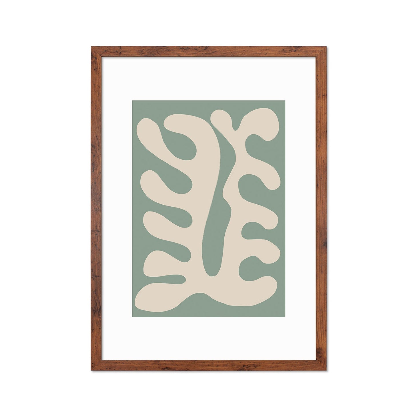 Framed Abstract Art Print Poster Wall Home Decor Modern Contemporary Green Matisse Leaf Cut-out Unique Minimal Organic Boho Mid-century Palm
