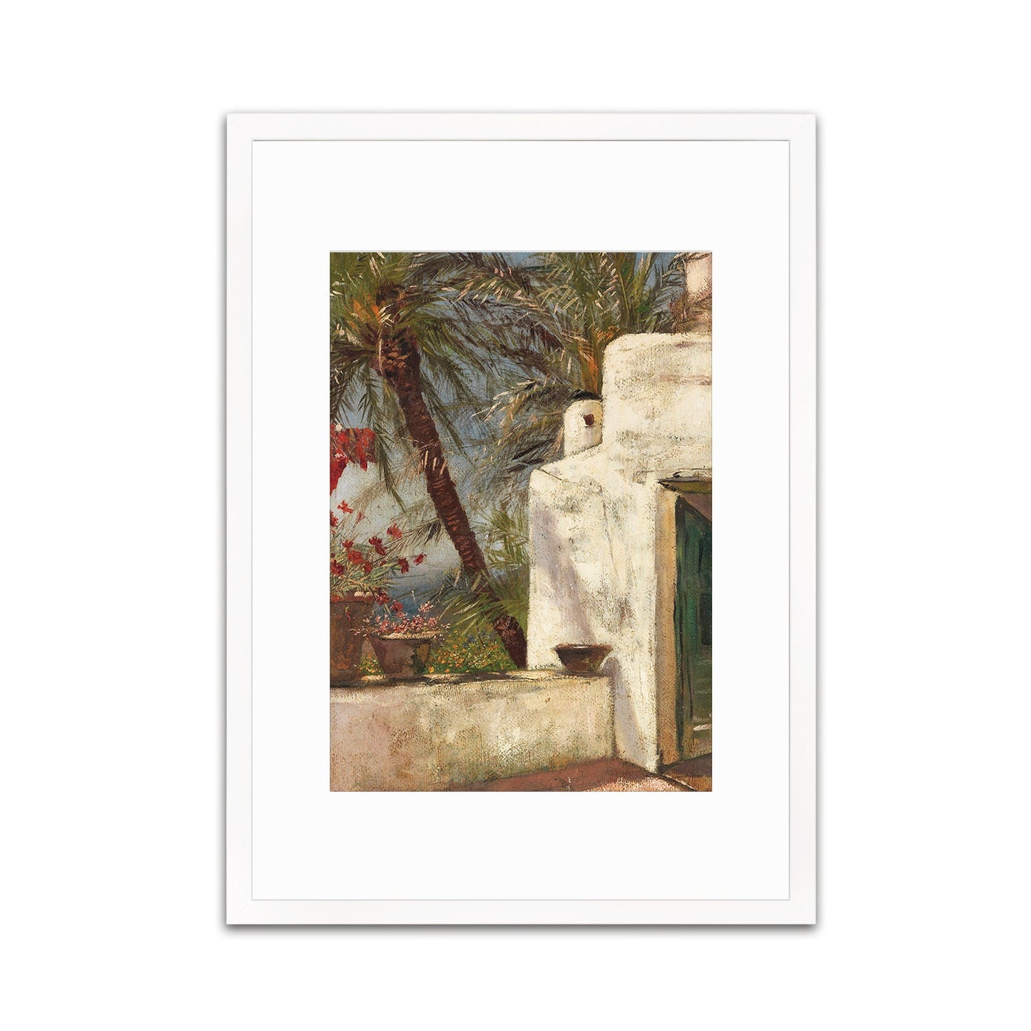 Palmenterrasse Capri Wall Framed Art Print Poster Hermione von Preuschen Italy Sorrento Classic Painting Amalfi Room Decor Pretty Palm Frame