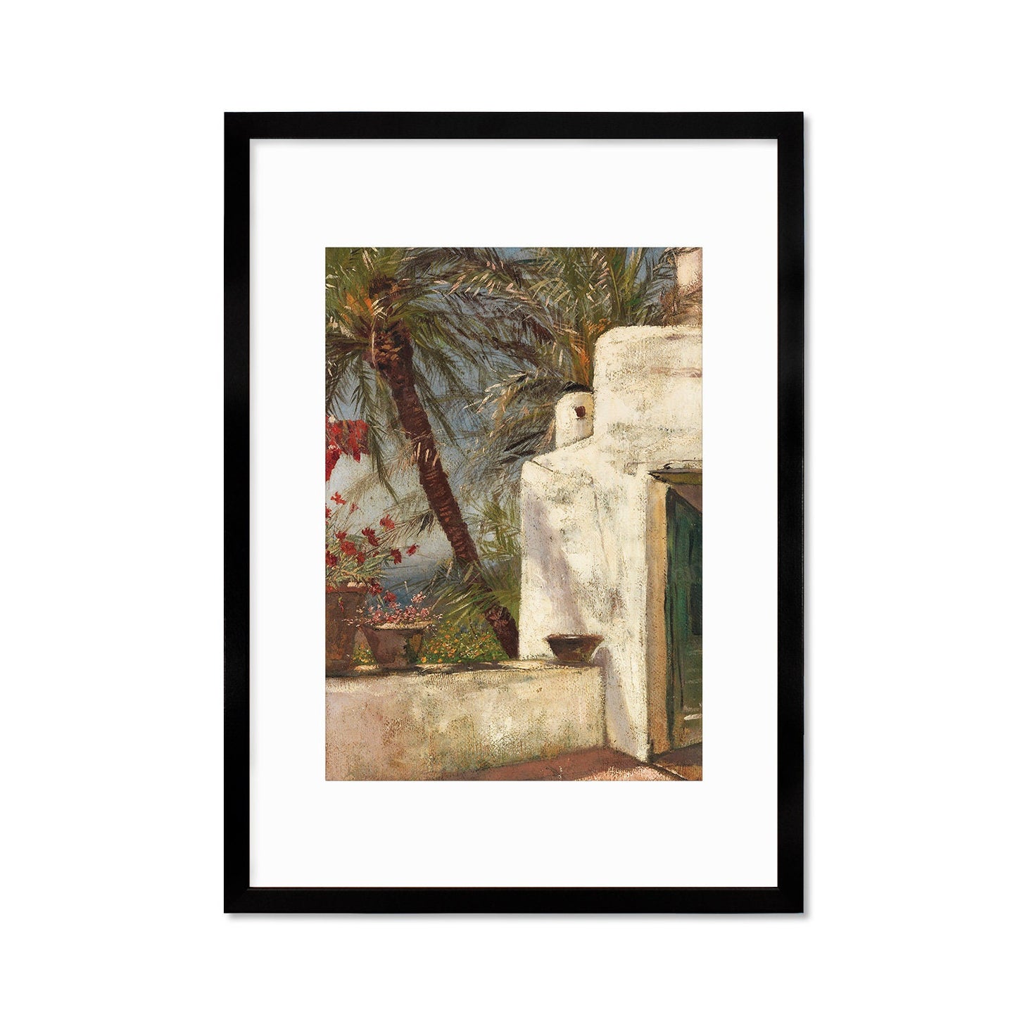 Palmenterrasse Capri Wall Framed Art Print Poster Hermione von Preuschen Italy Sorrento Classic Painting Amalfi Room Decor Pretty Palm Frame