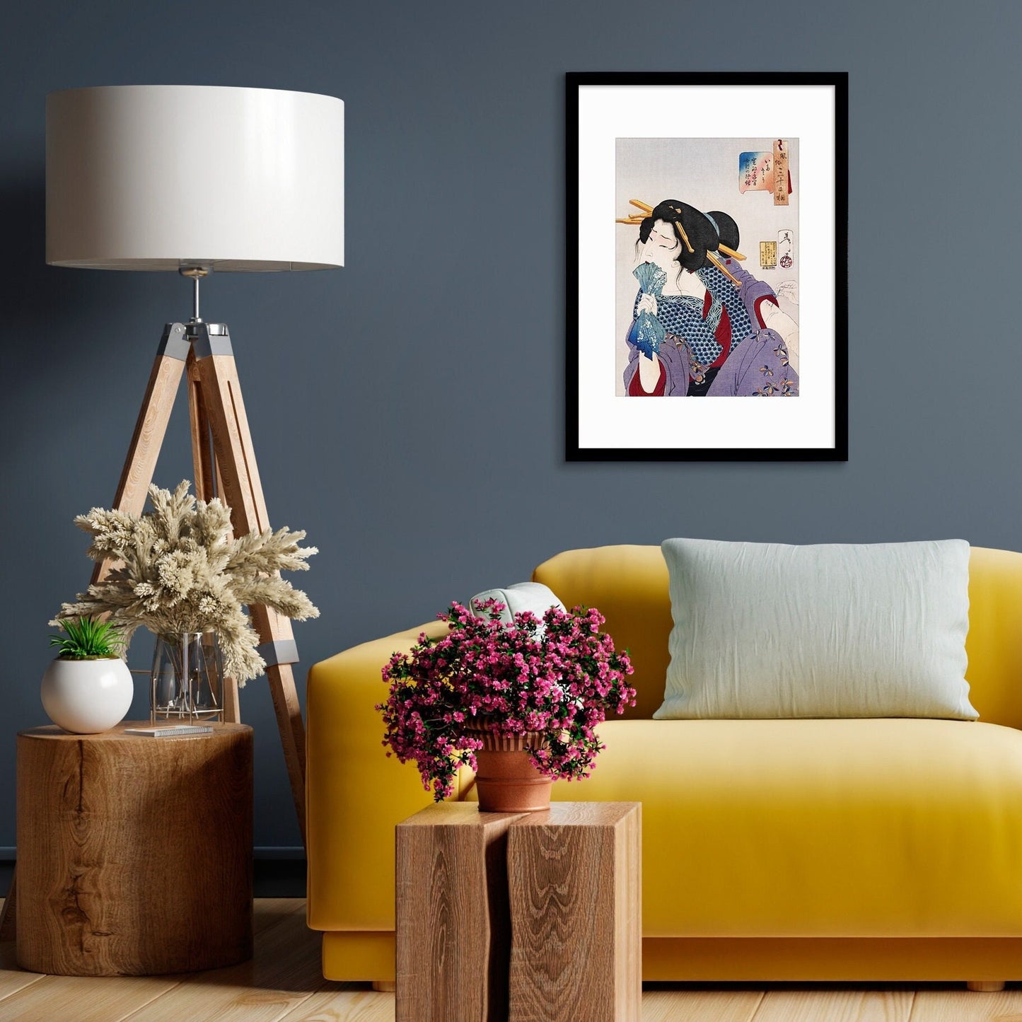 Japanese Art Geisha Tattoo Framed Mounted Ukiyo-e Wall Decor Print Poster Woodblock Maiko Erotic Ink Kimono Calligraphy Beautiful Sensual A2